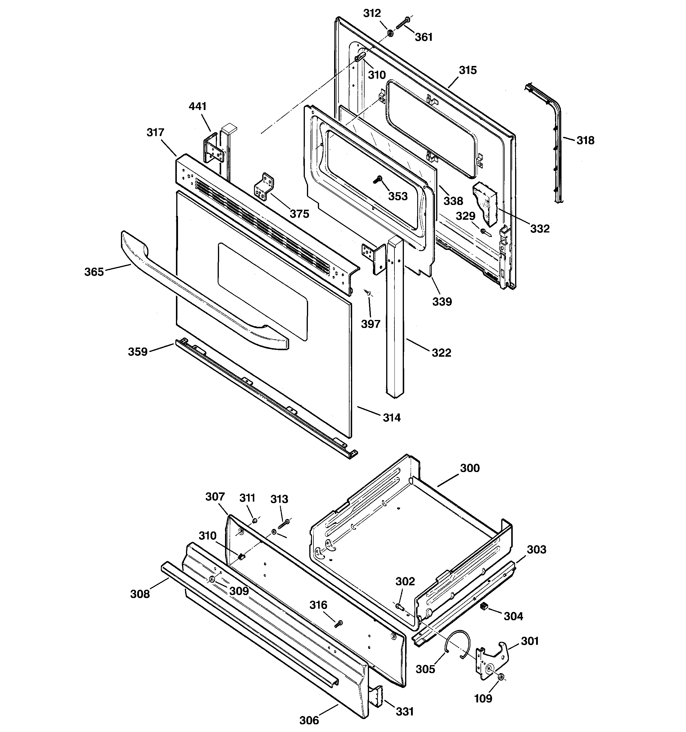 Hotpoint RGB532BEA4AD door & drawer parts diagram