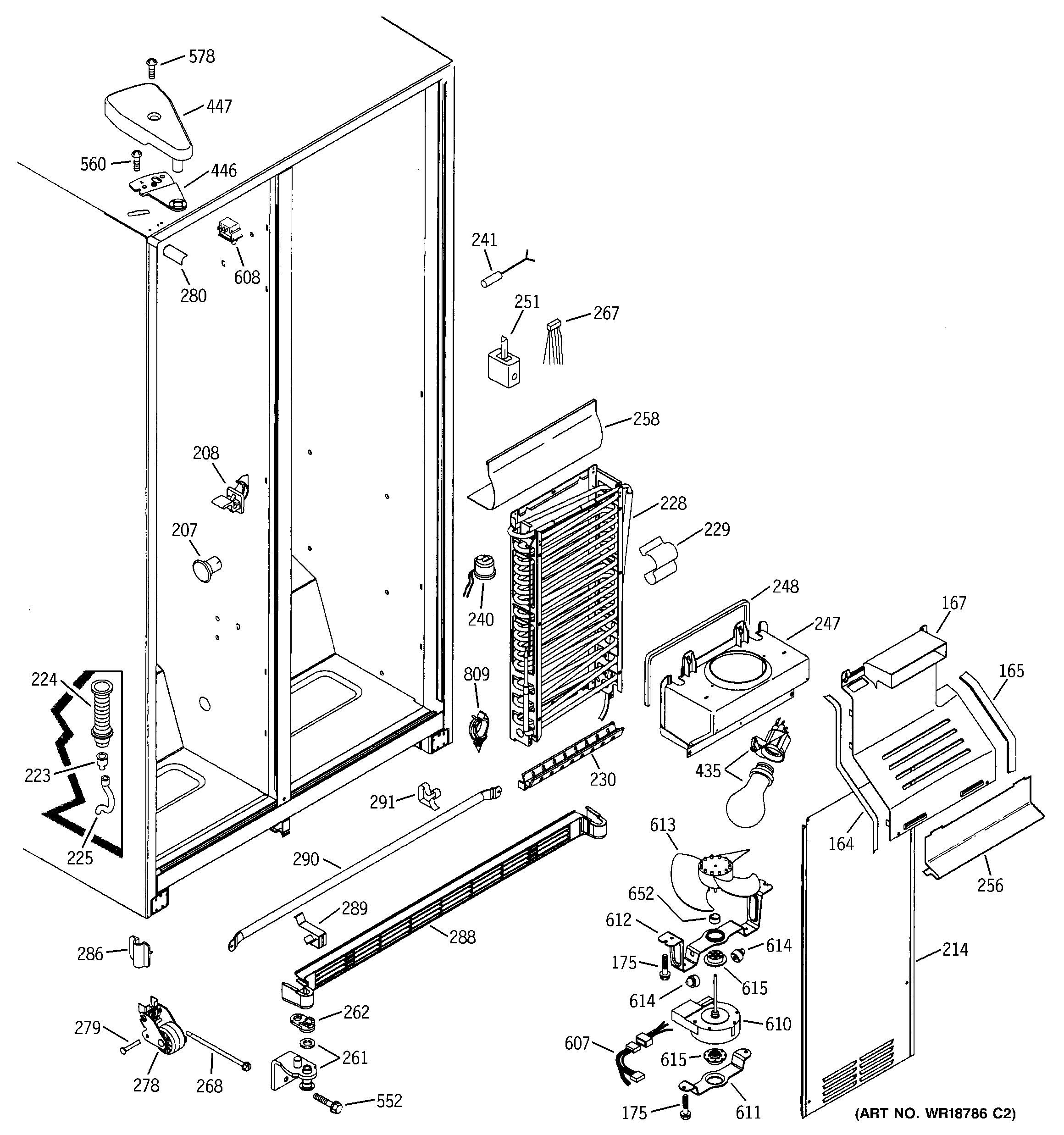 Hotpoint HSS22DDMBWH freezer section diagram