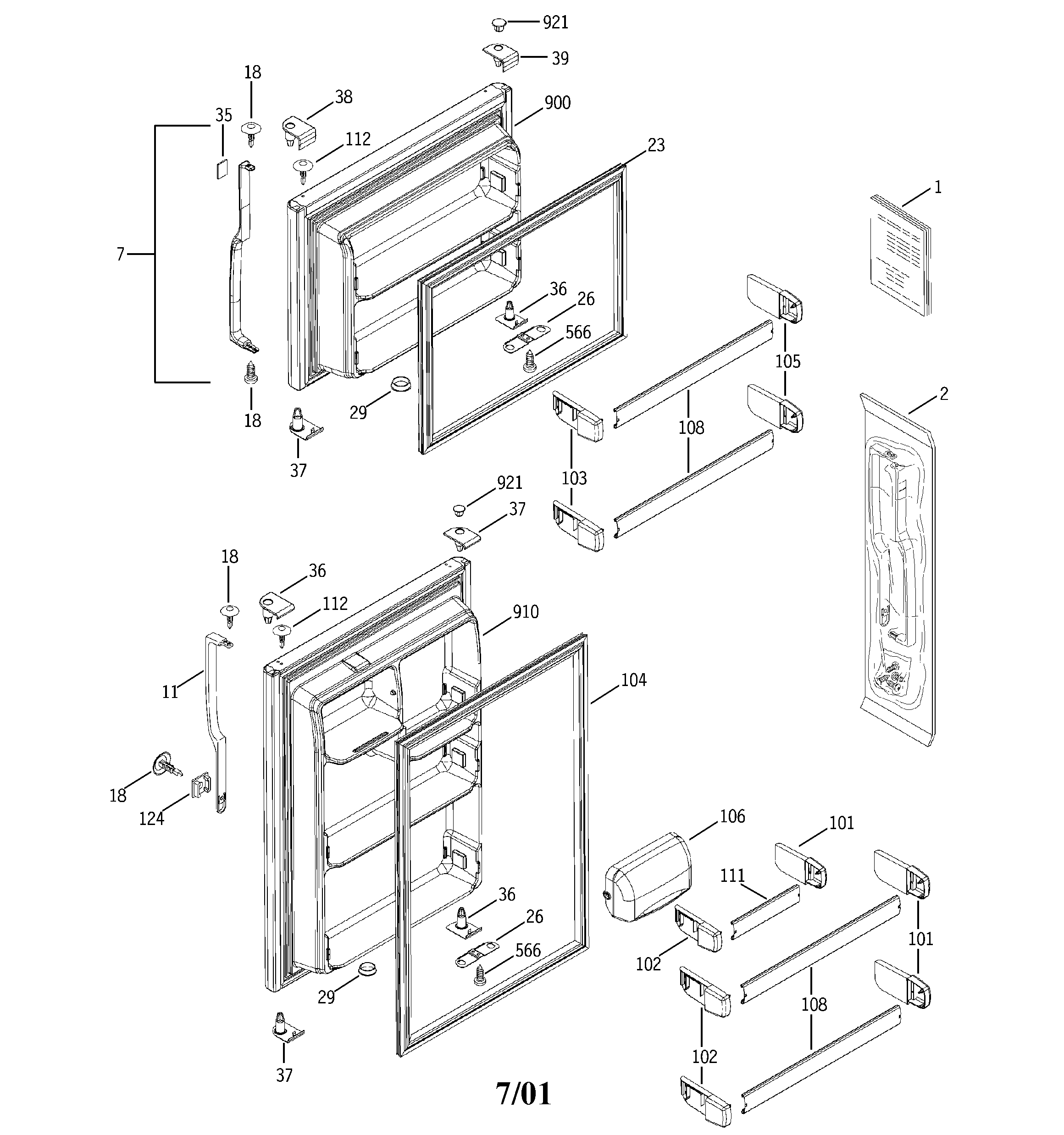 Hotpoint HTS18BBMARCC doors diagram