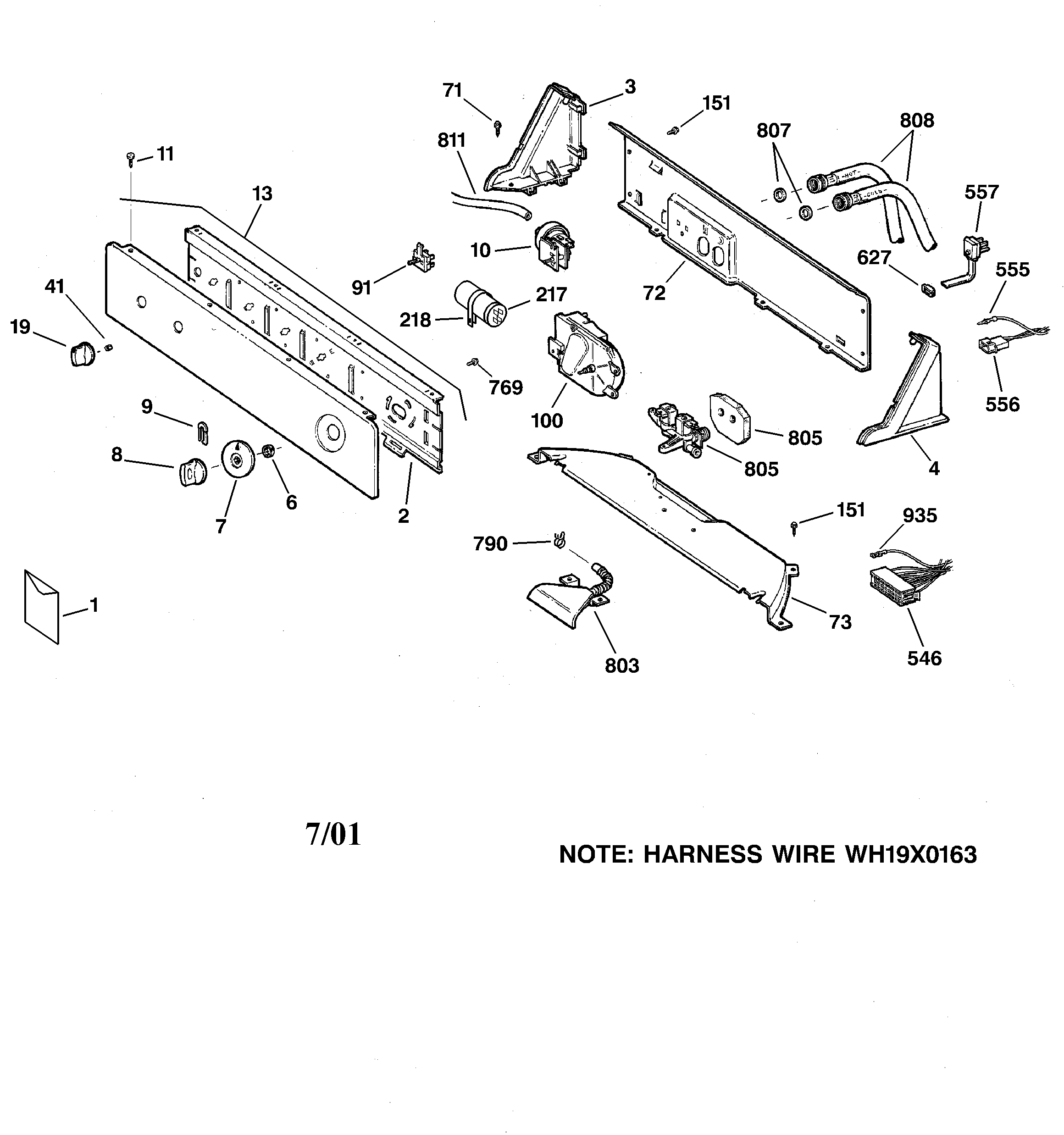 Hotpoint VBXR1090B0CC controls & backsplash diagram