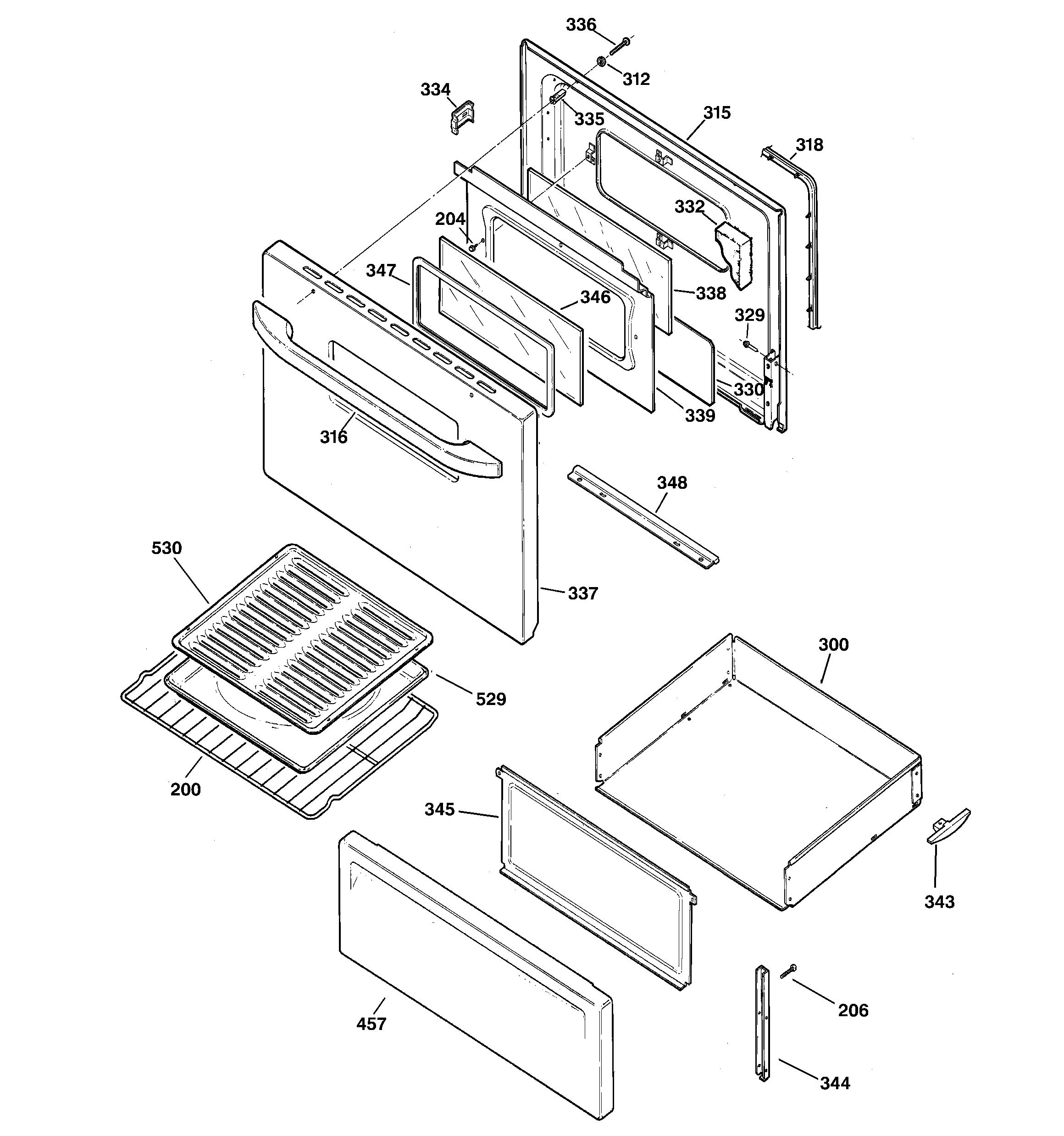 Hotpoint RB526C2WW door & drawer parts diagram