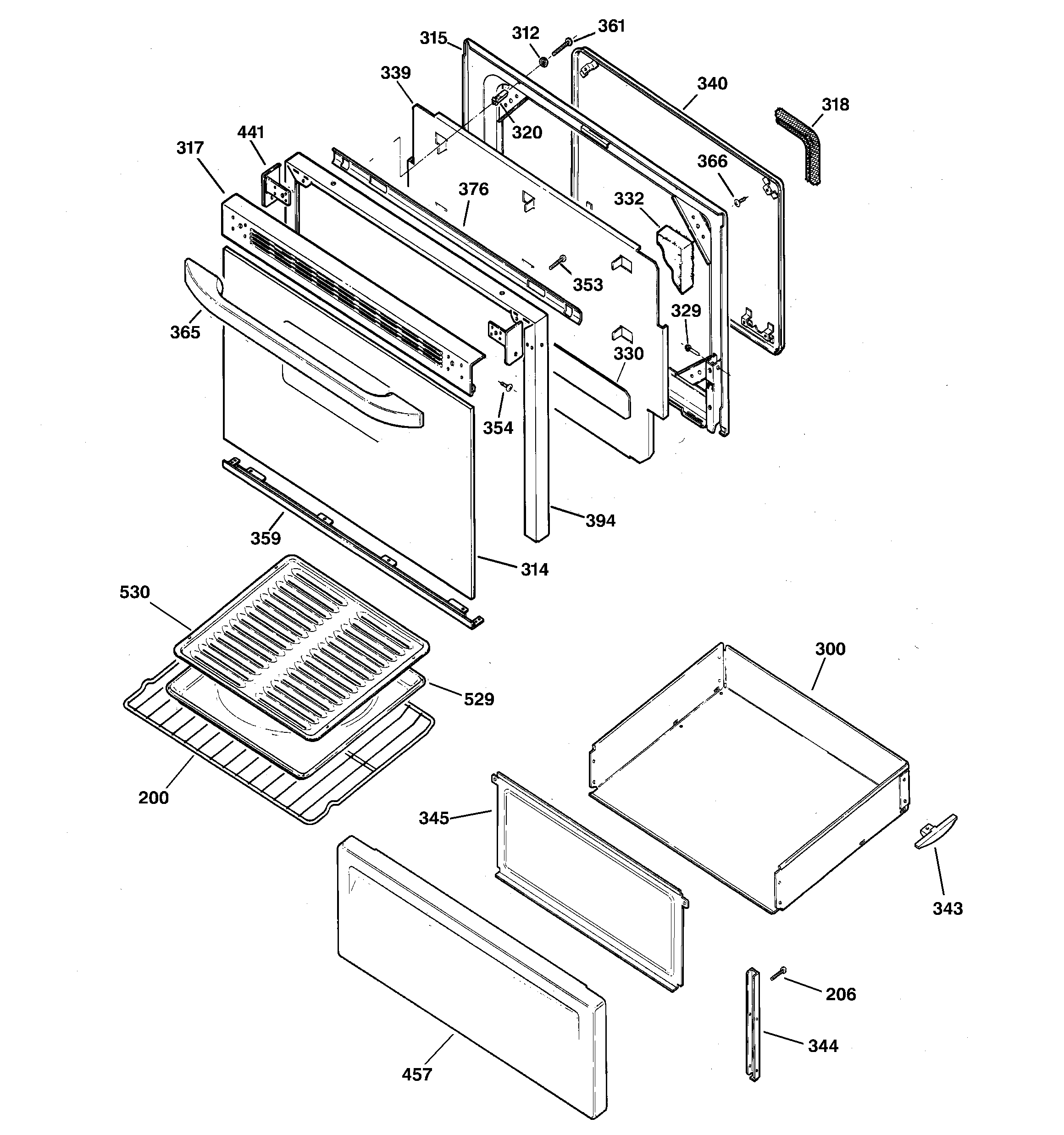Hotpoint RB753BC1CT door & drawer parts diagram