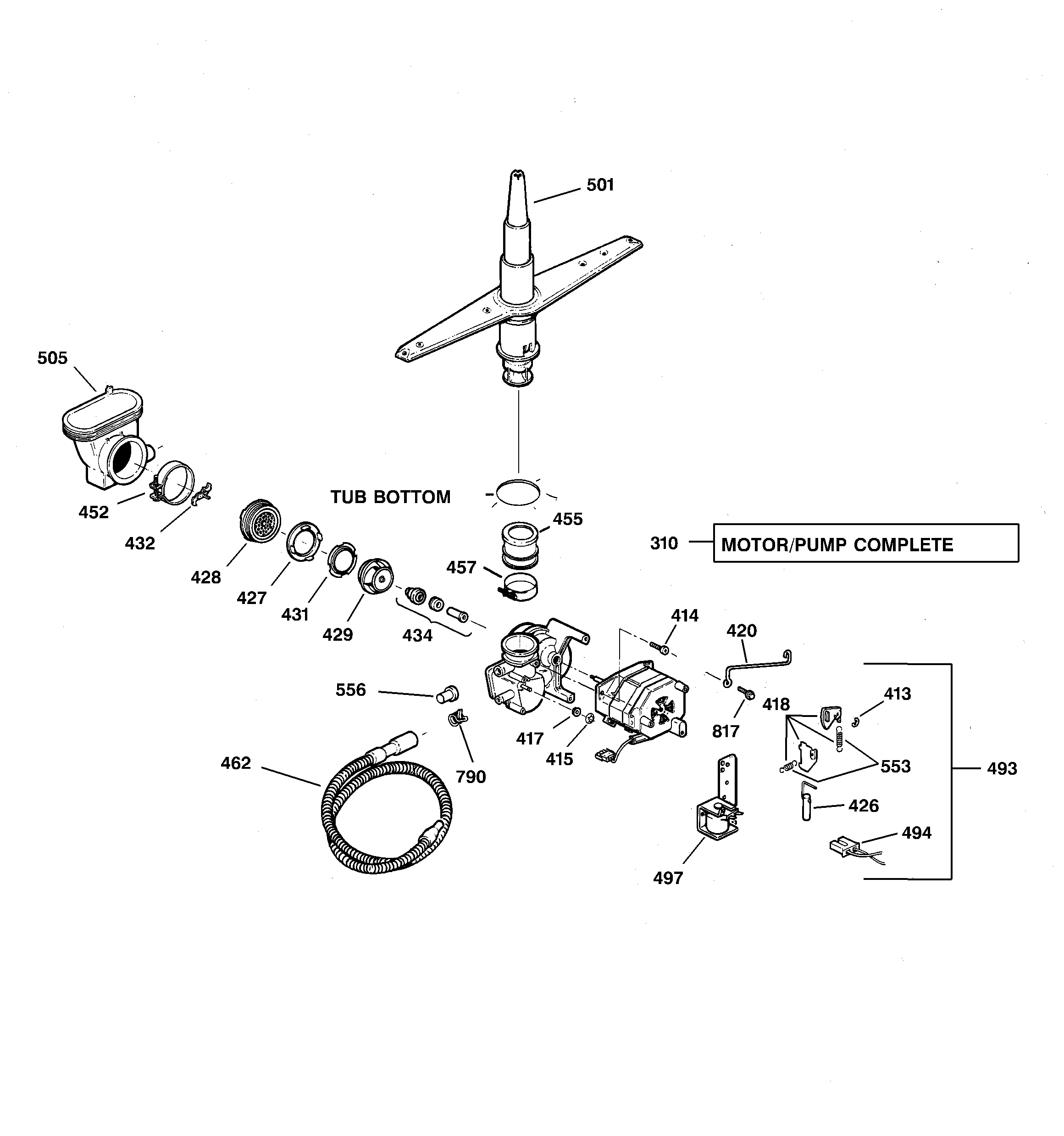 Hotpoint HDA2000F03BB motor pump mechanism diagram