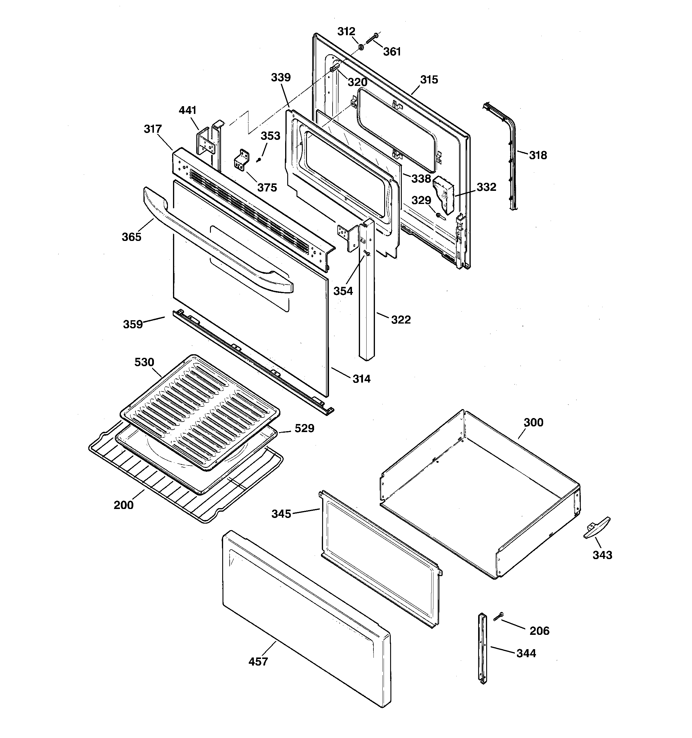 Hotpoint RB585BC1AD door & drawer parts diagram