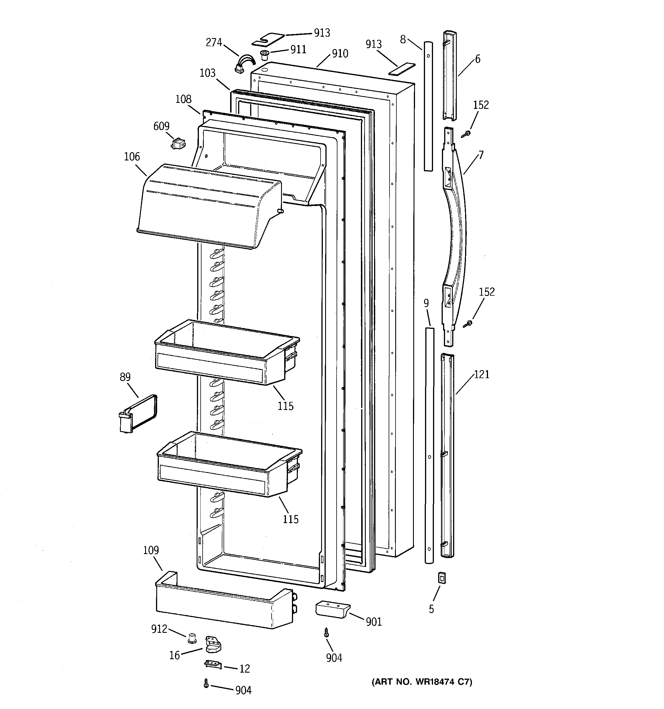 Hotpoint CSK30DRBHAA freezer door diagram