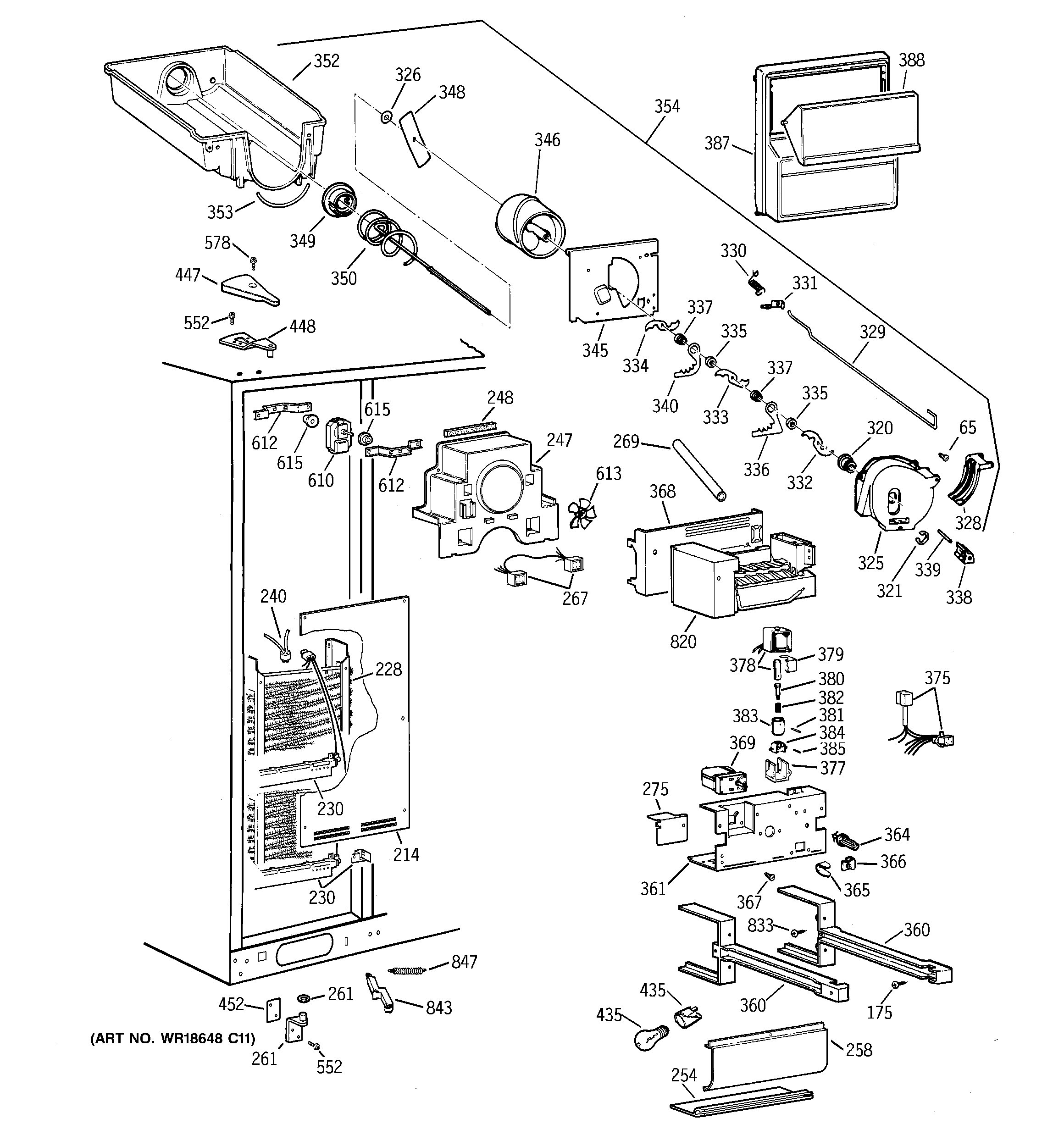 Hotpoint CSK30DRBHAA freezer section diagram