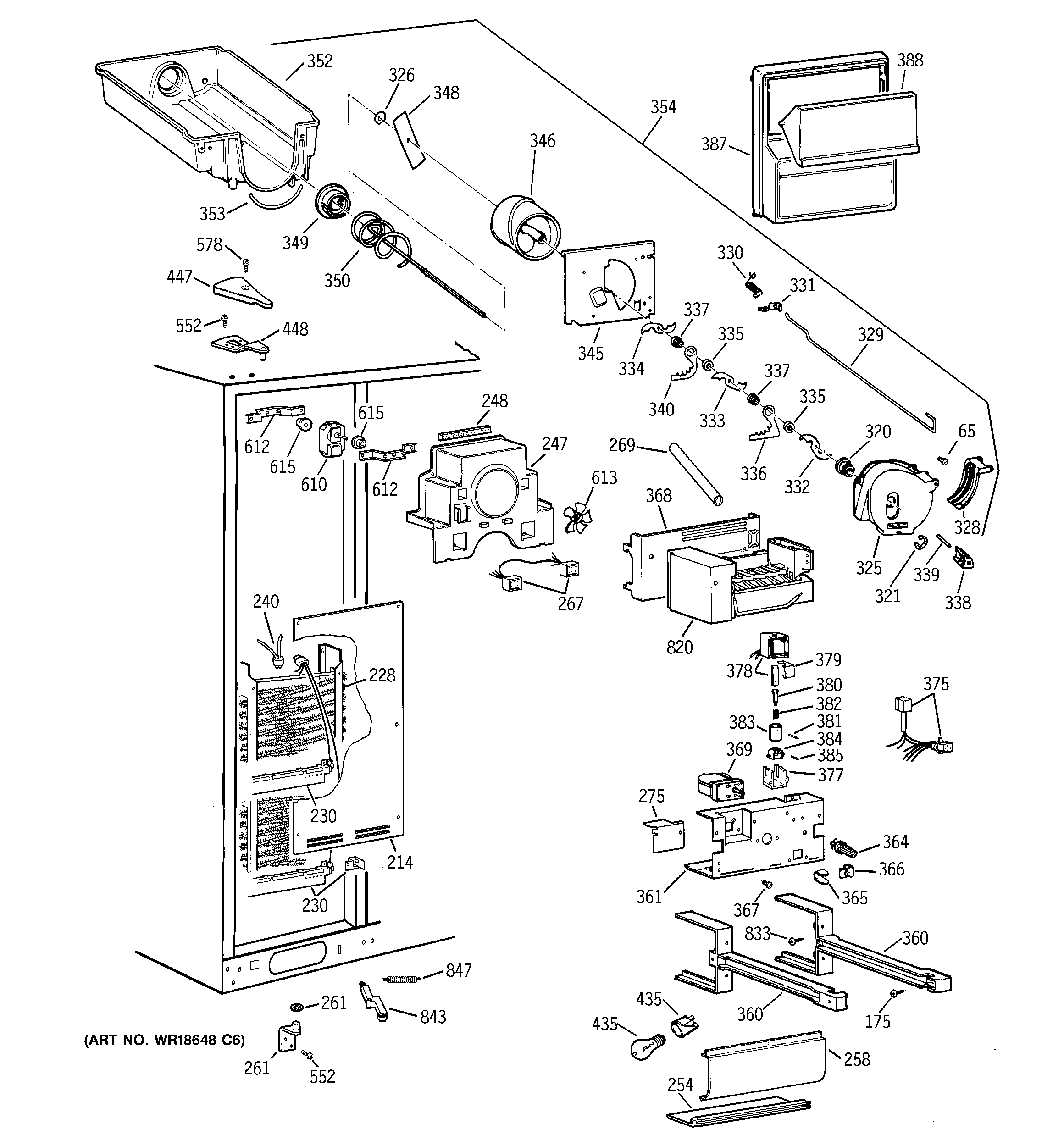 Hotpoint CSK30DRDBAA freezer section diagram