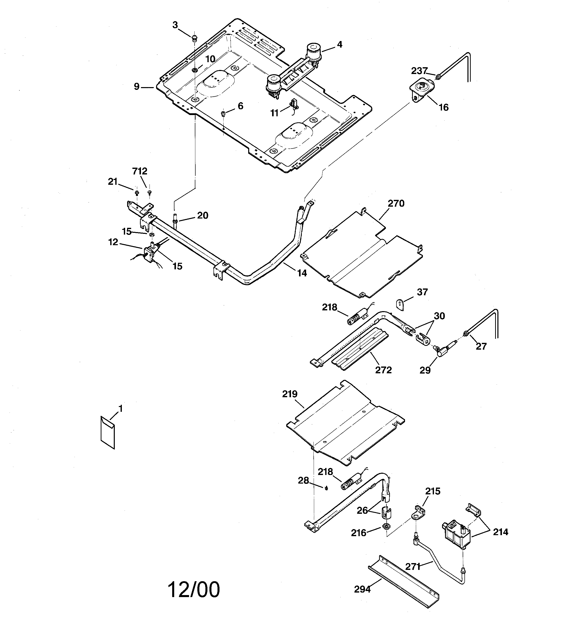 Hotpoint RGB744BEA2AD gas & burner parts diagram