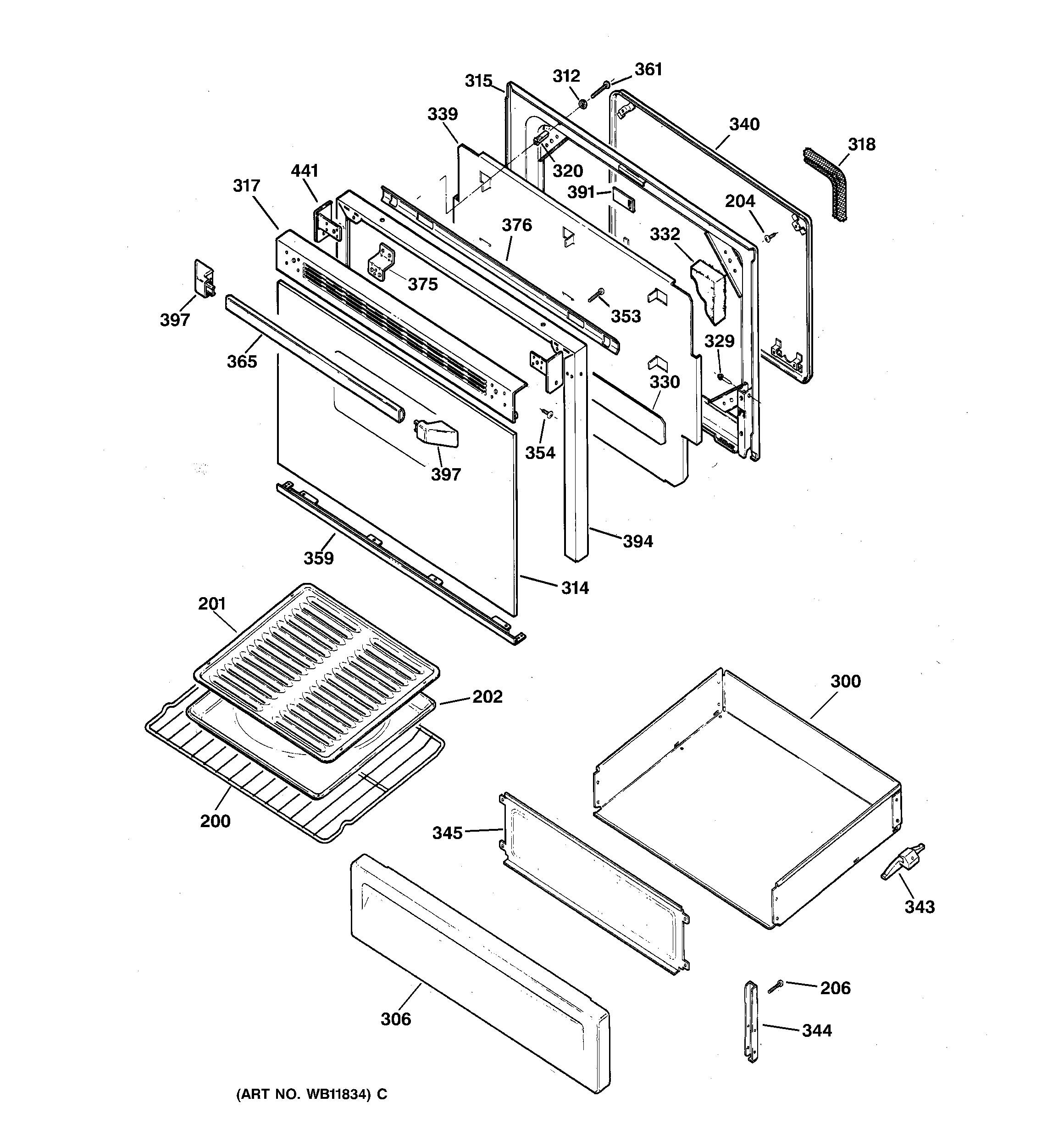 Hotpoint RGB744BEA2AD door & drawer parts diagram