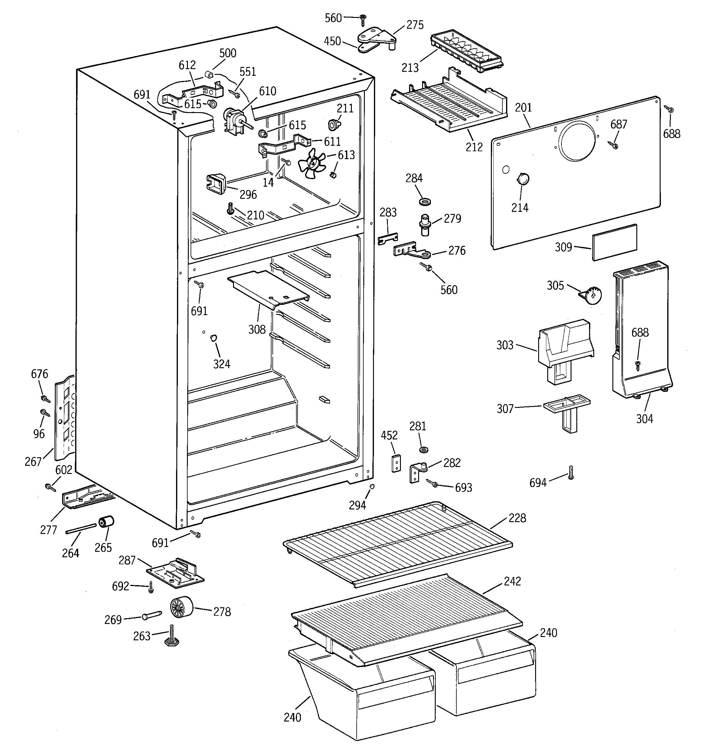 Hotpoint HTH15CBMFRWW cabinet diagram