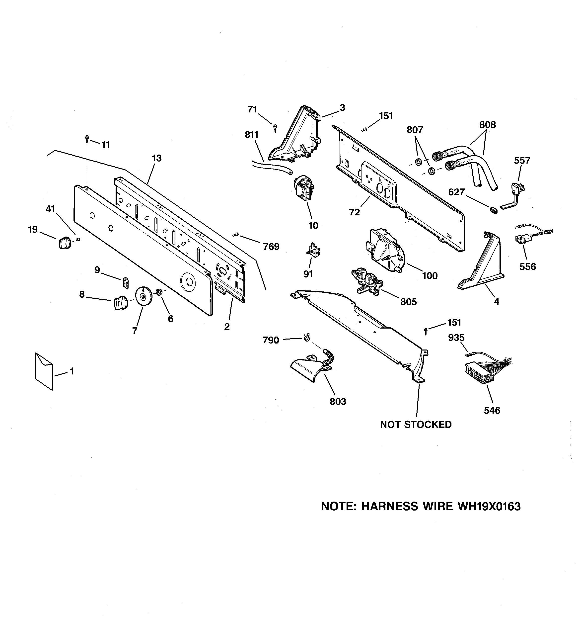 Hotpoint VBXR1090B4CC controls & backsplash diagram