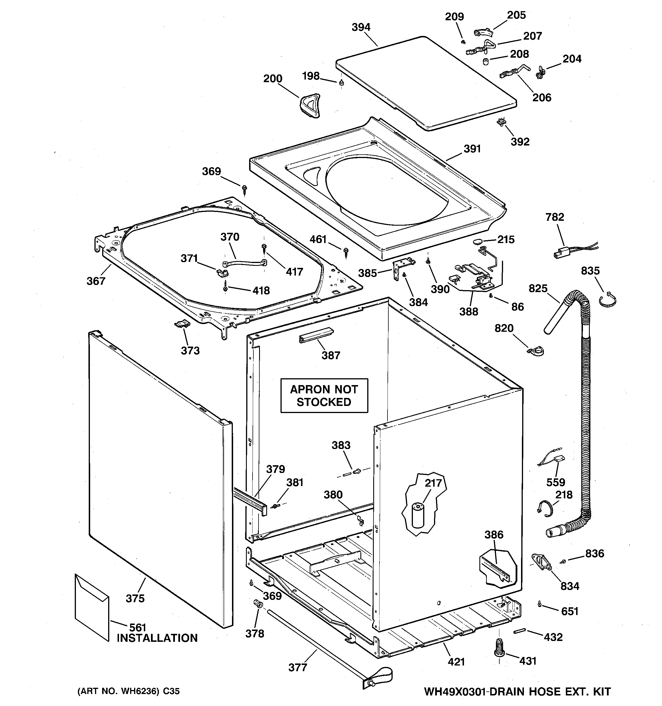 Hotpoint VBXR1090B4CC cabinet, cover & front panel diagram