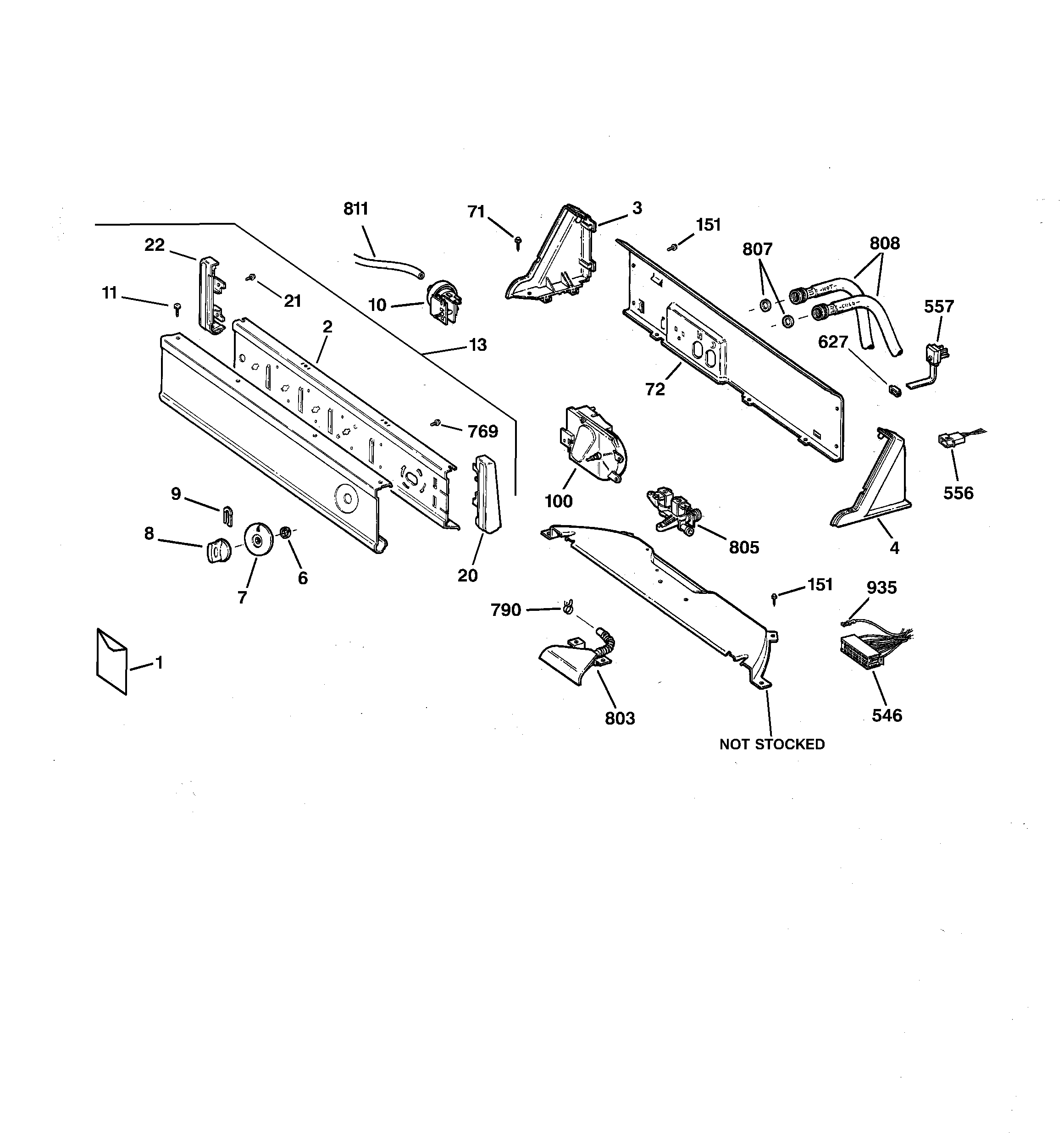 Hotpoint VLXR1020A5WO controls & backsplash diagram