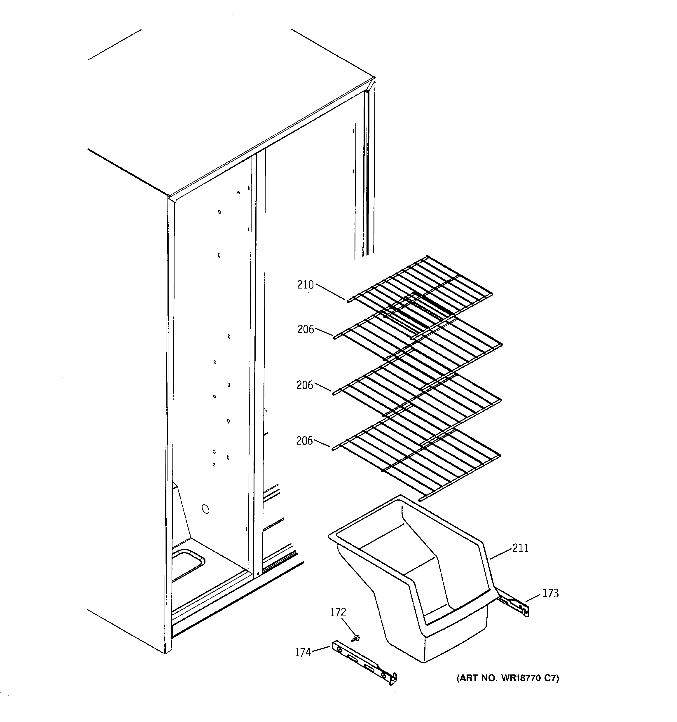 Hotpoint HSS22IFPAWW freezer shelves diagram