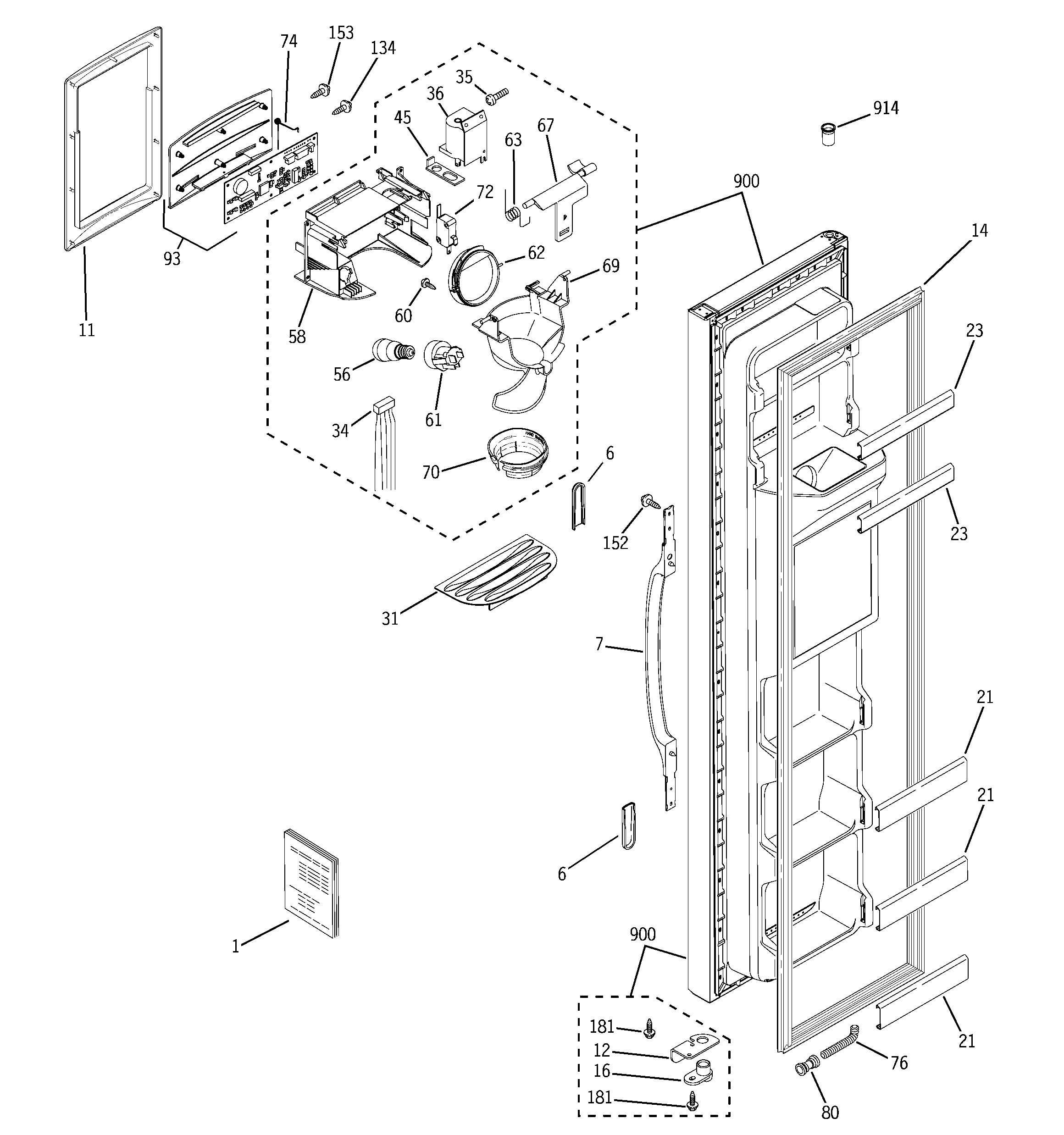 Hotpoint HSS25IFPACC freezer door diagram