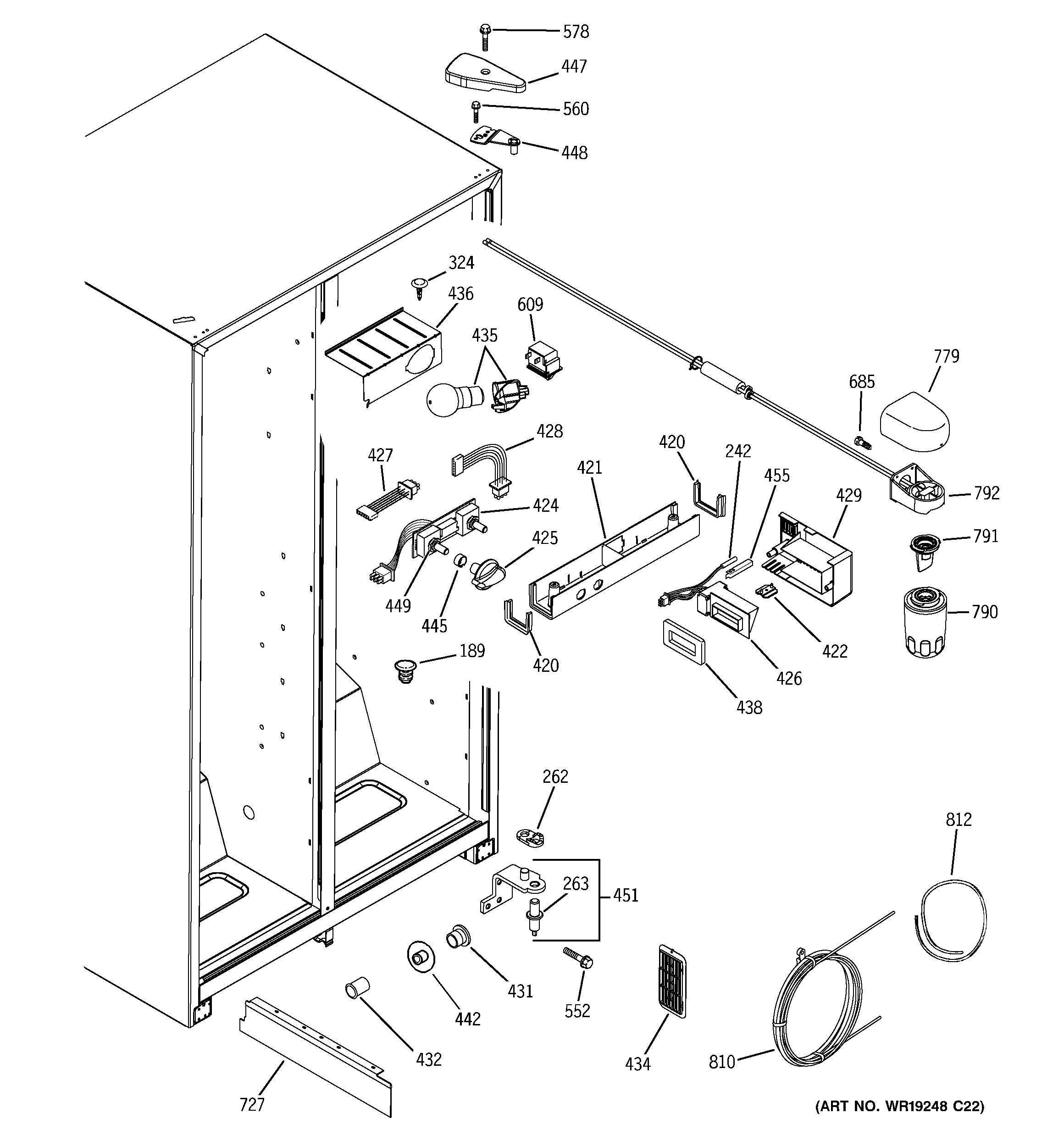 Hotpoint HSS25IFPACC fresh food section diagram