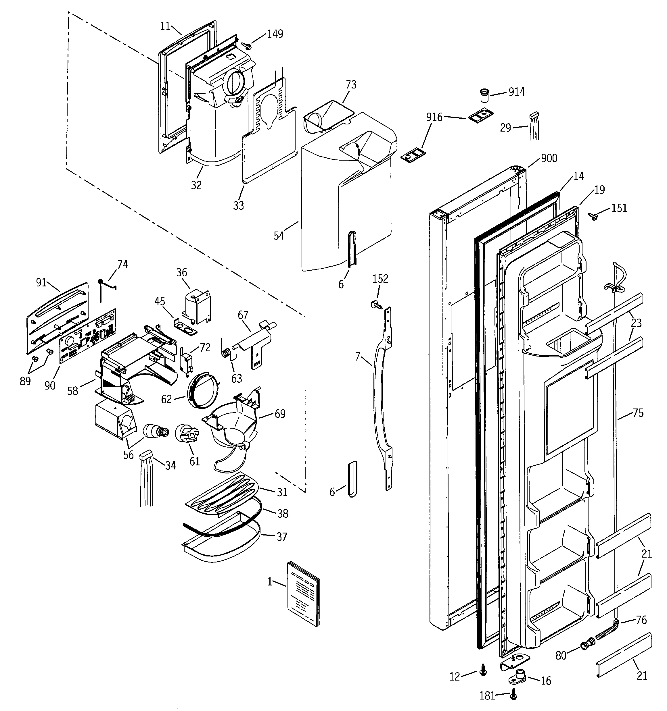 Hotpoint HST22IFMACC freezer door diagram