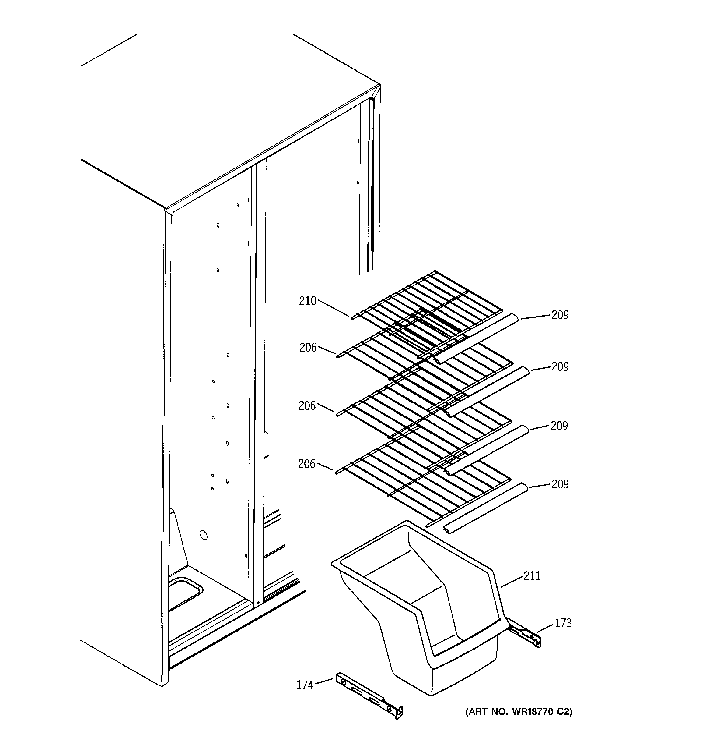 Hotpoint HST22IFMBWW freezer shelves diagram