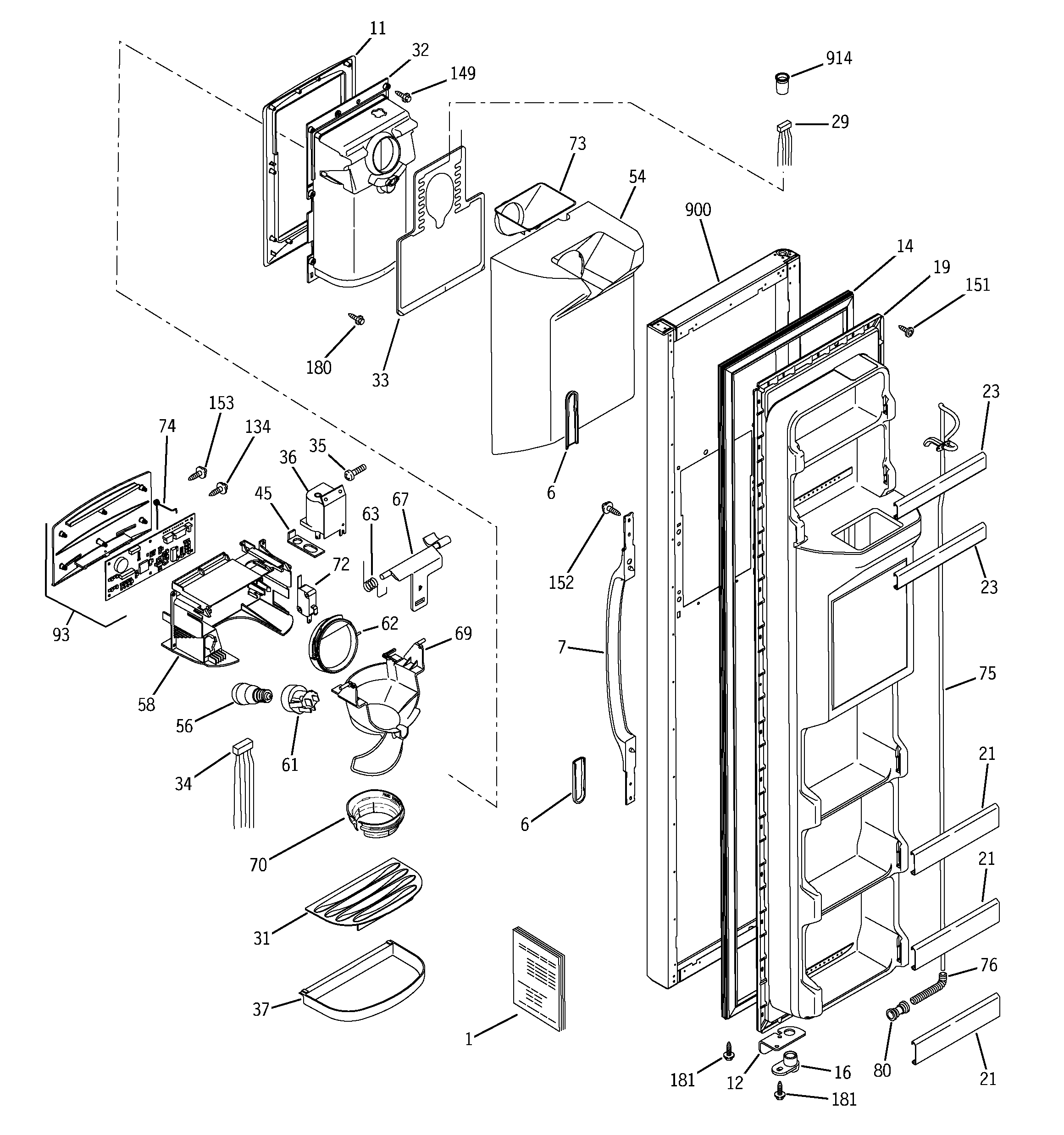 Hotpoint HSS25GDMDWW freezer door diagram