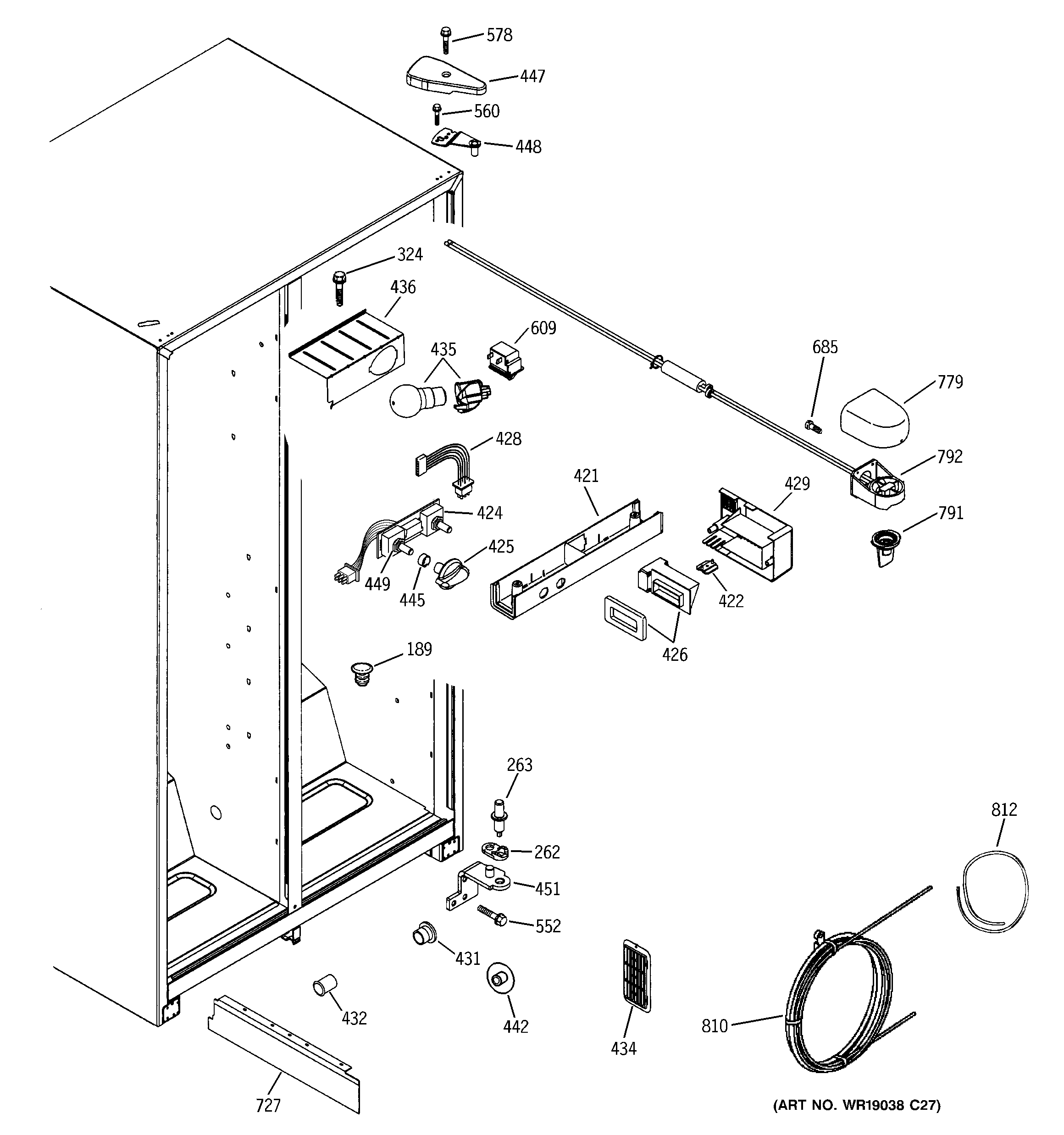 Hotpoint HSS25GDMDWW fresh food section diagram