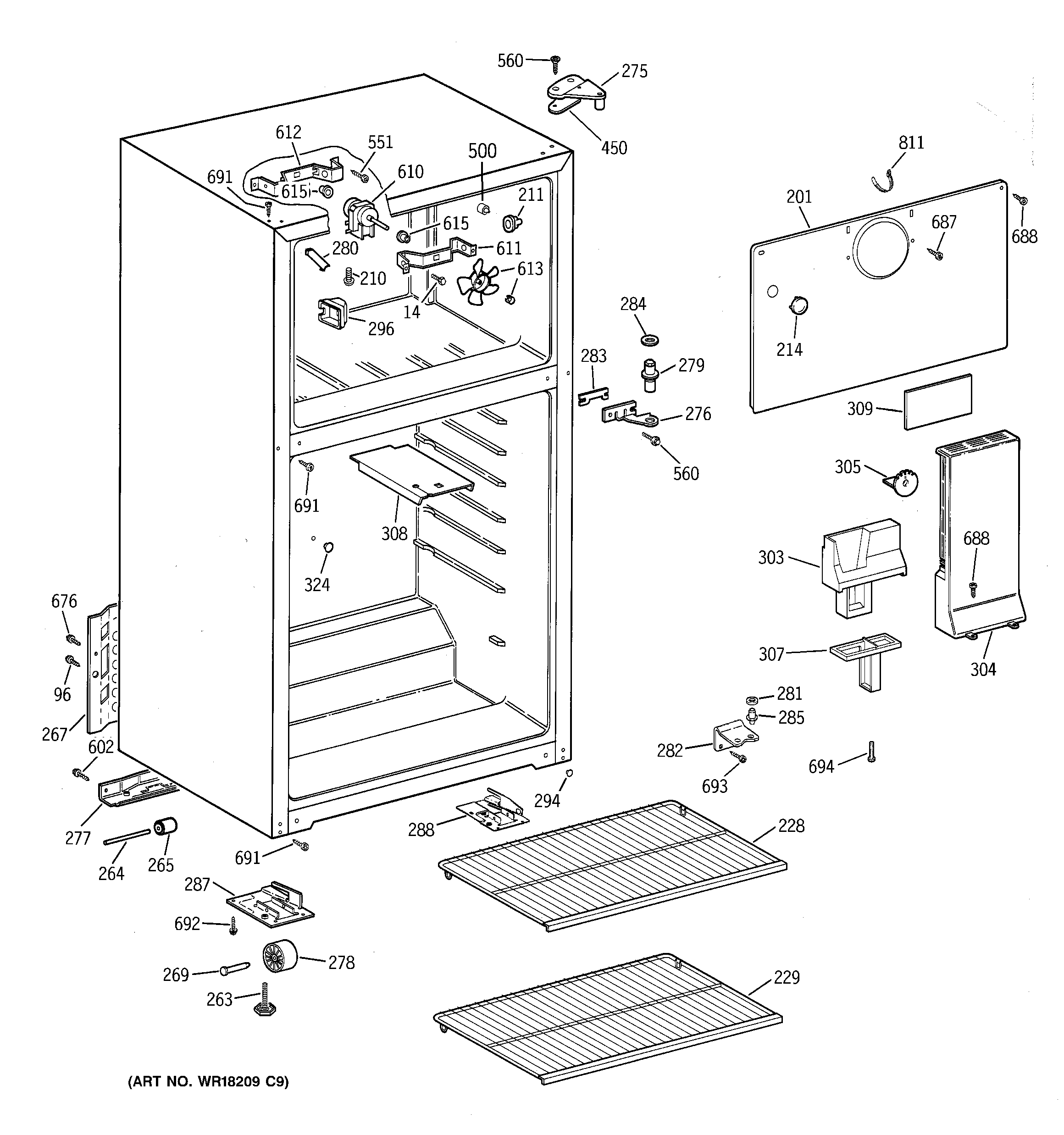 Hotpoint HTR18ABMERWW cabinet diagram