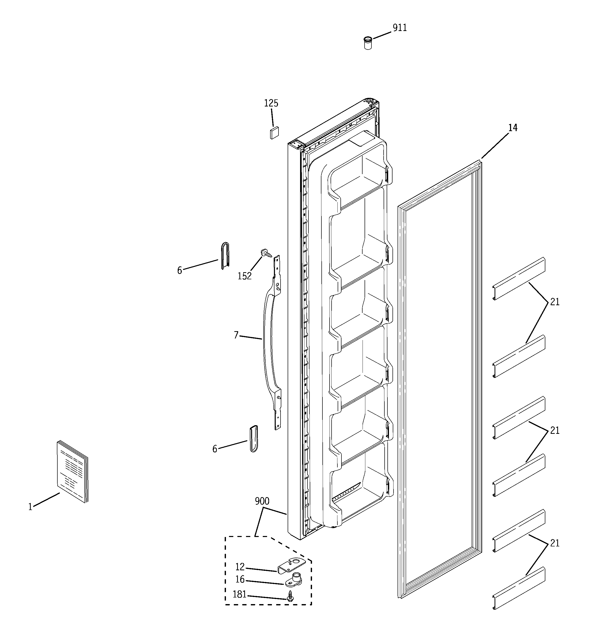 Hotpoint HST20DBPDWH freezer door diagram