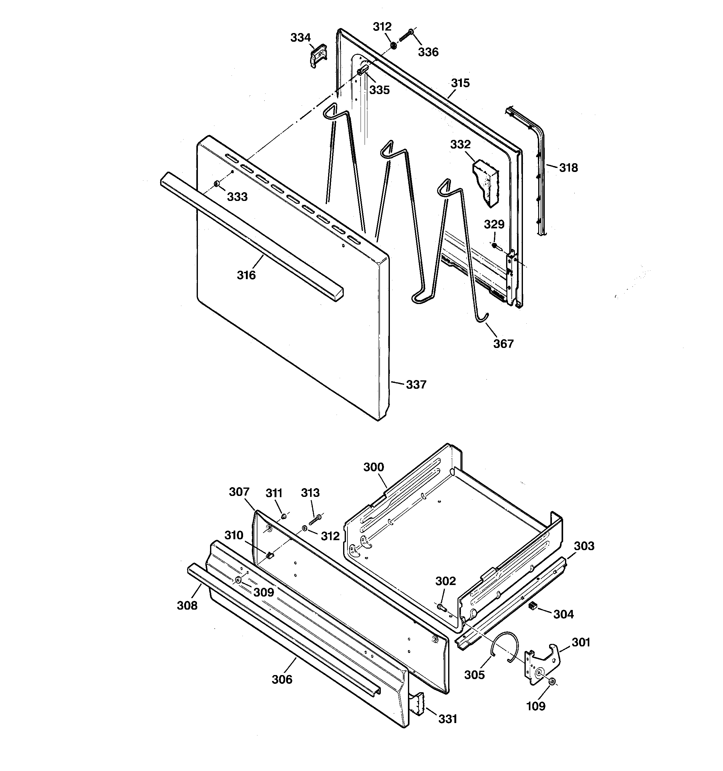 Hotpoint RGB523PPH1CT door & drawer parts diagram