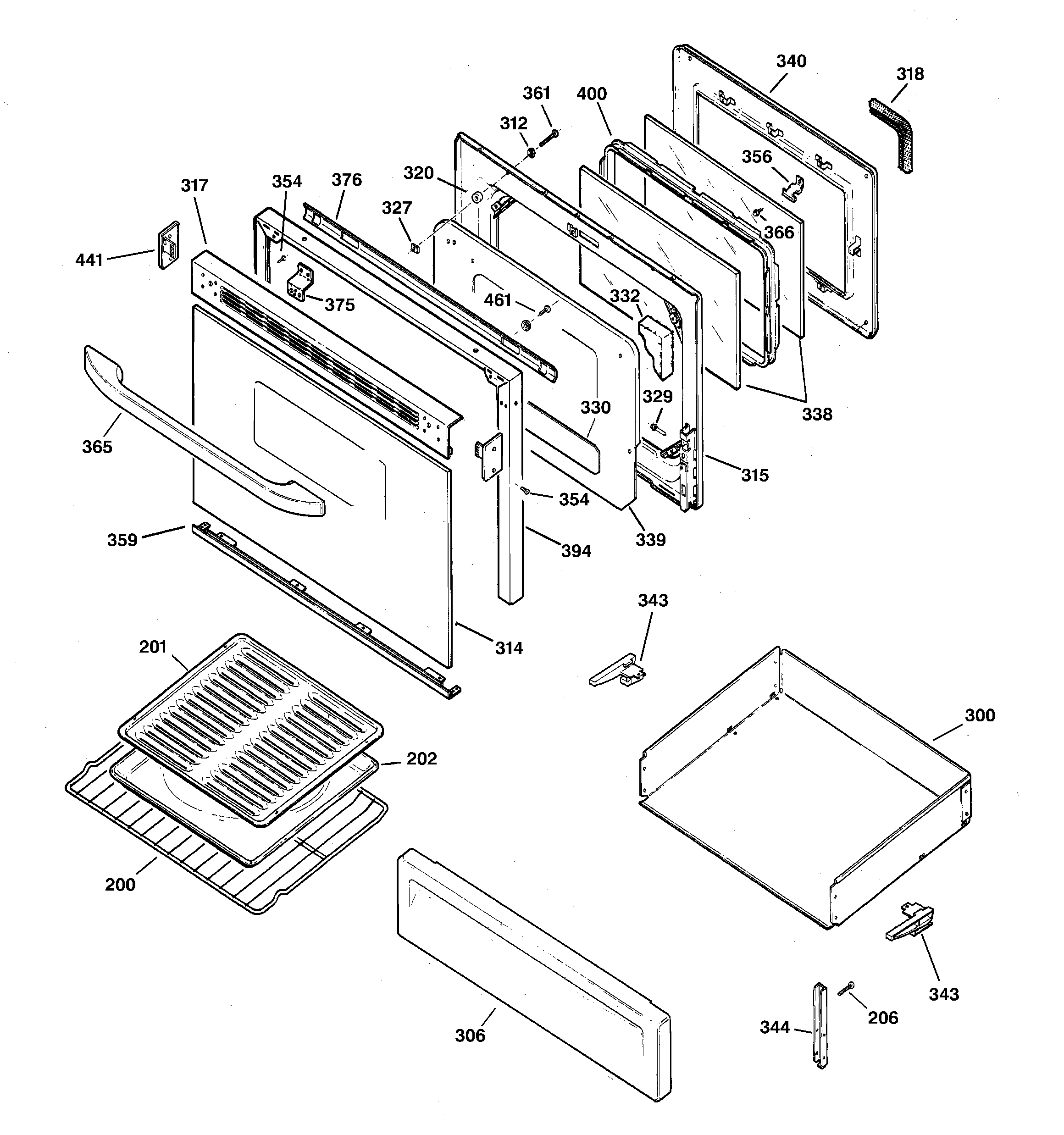 Hotpoint RGB746HEH1WH door & drawer parts diagram