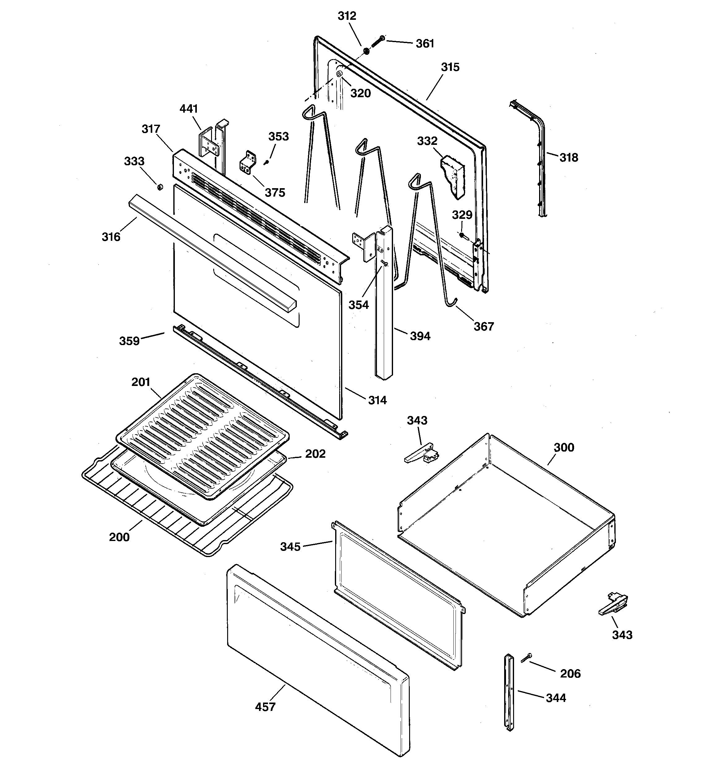 Hotpoint RB525BH2CT door & drawer parts diagram