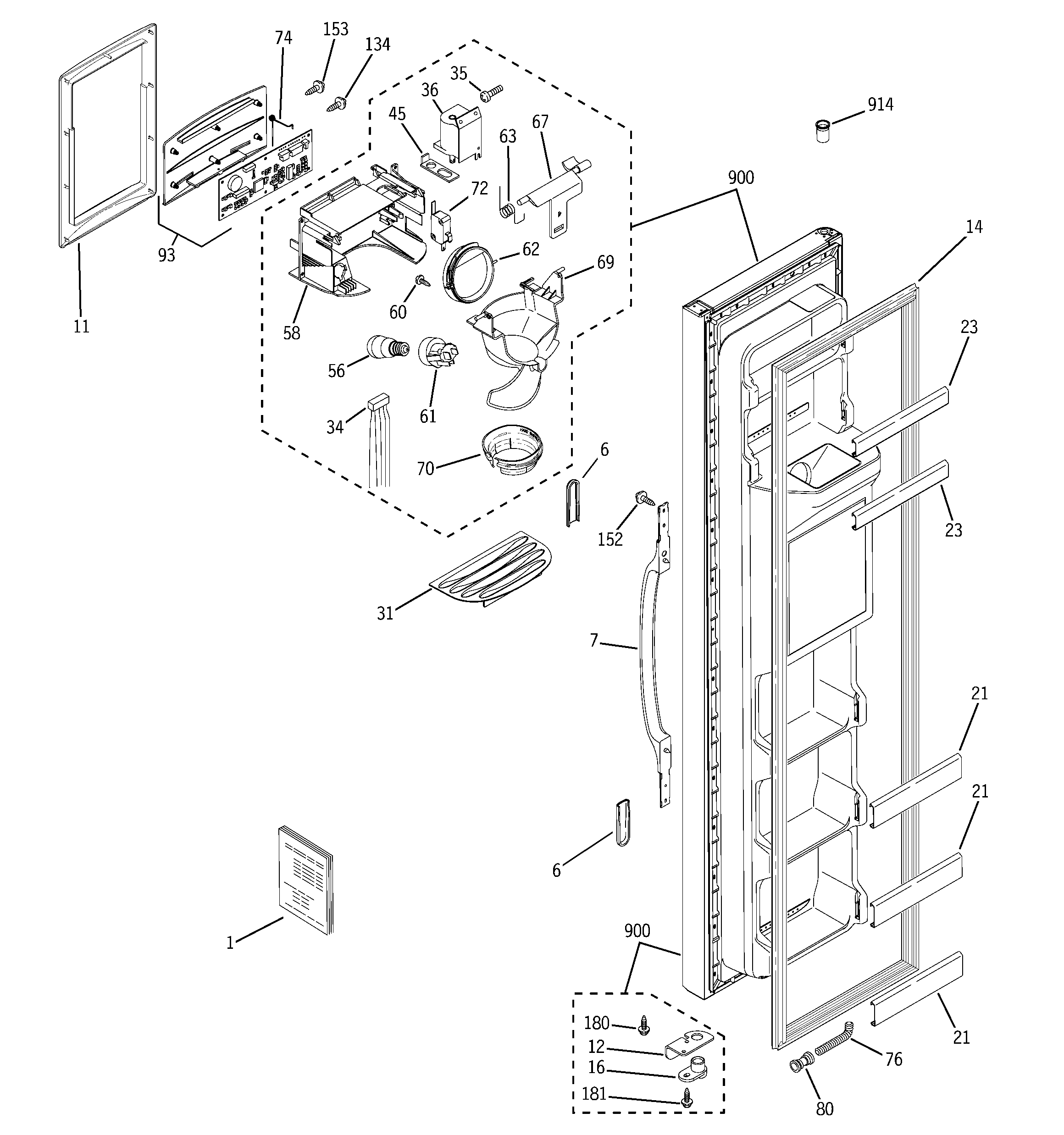 Hotpoint HSS22IFPDWW freezer door diagram
