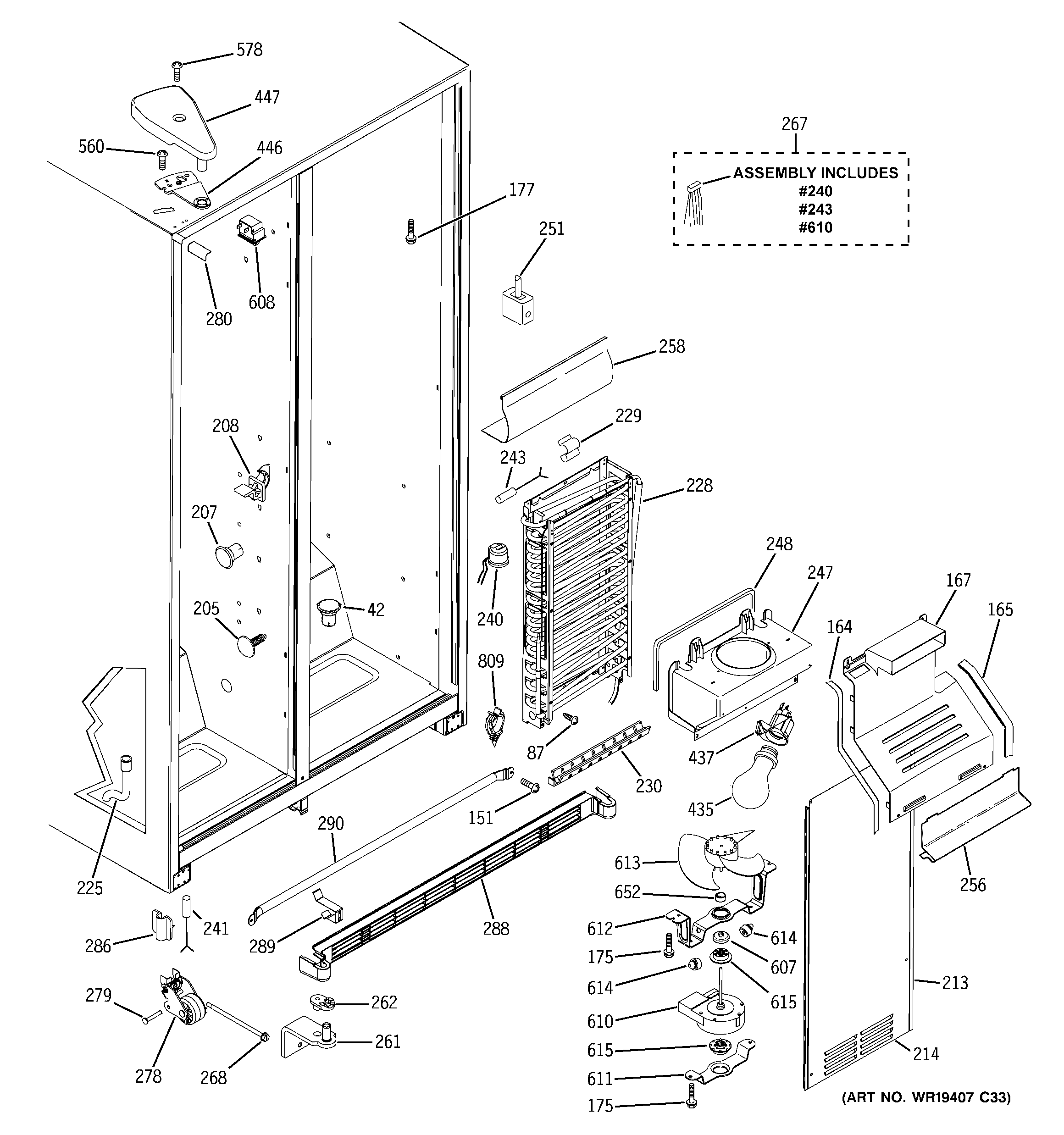 Hotpoint HSS22IFPDWW freezer section diagram