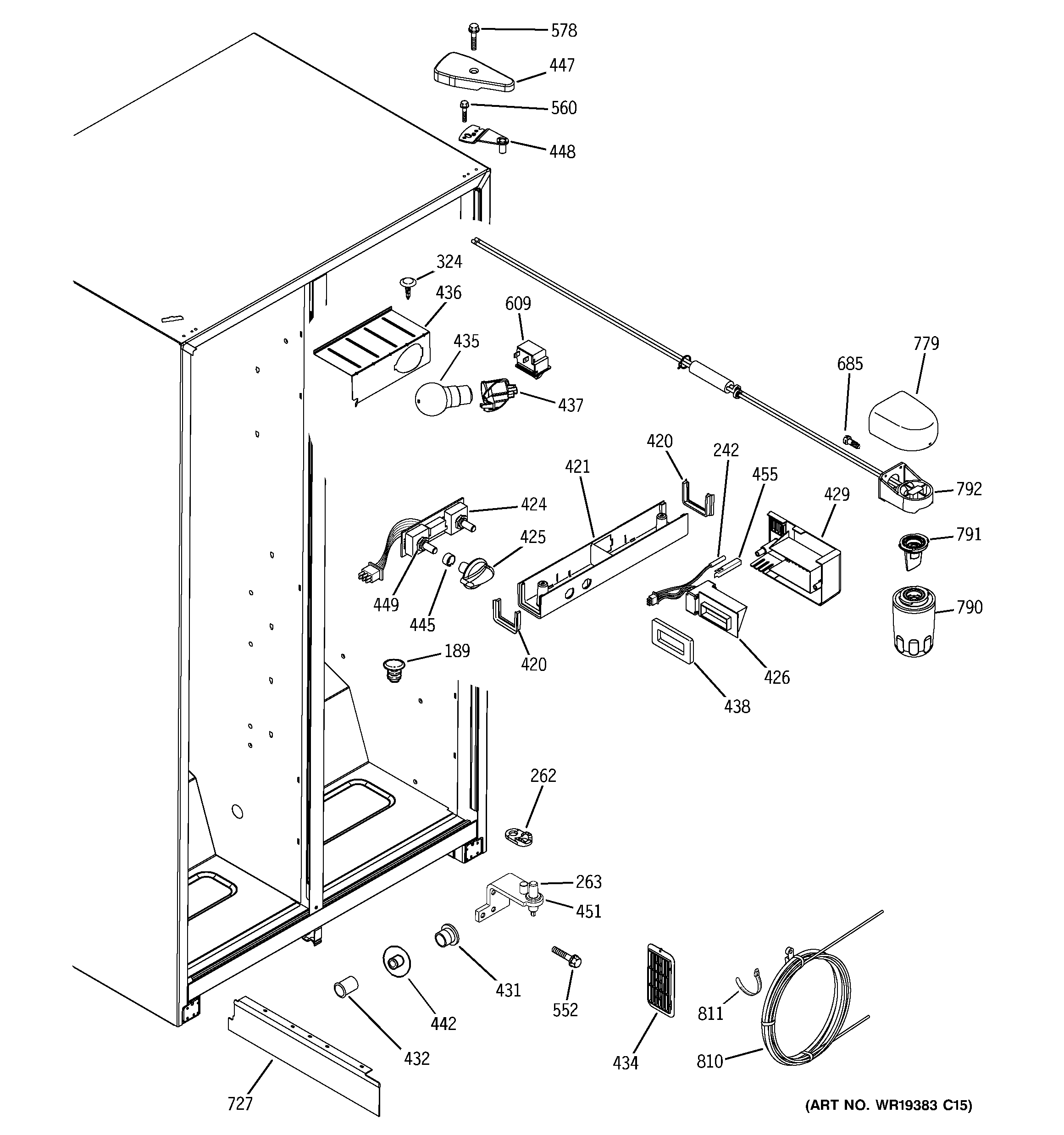 Hotpoint HSS22IFPDWW fresh food section diagram