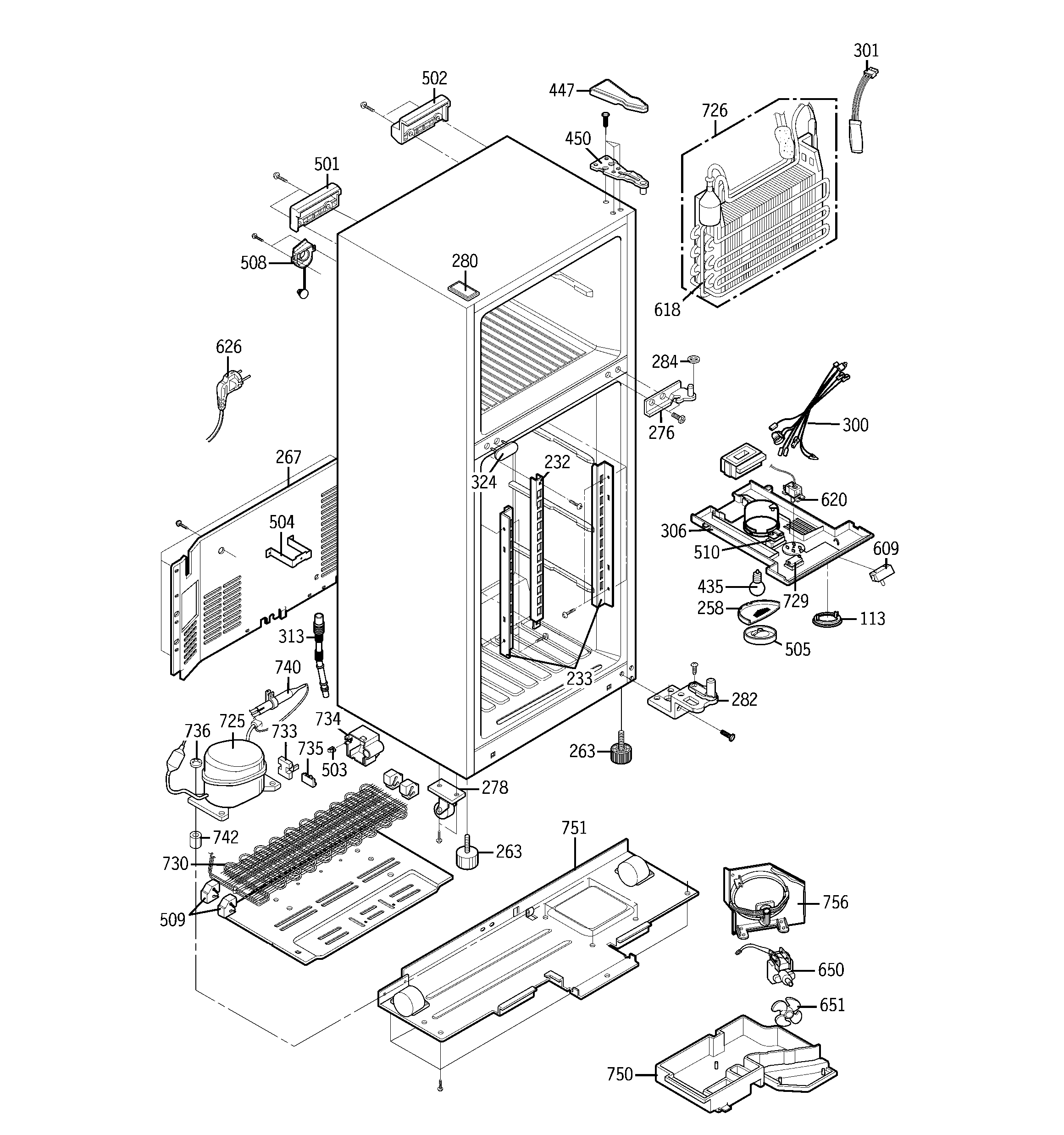 Hotpoint HTS20GCNBCC cabinet diagram