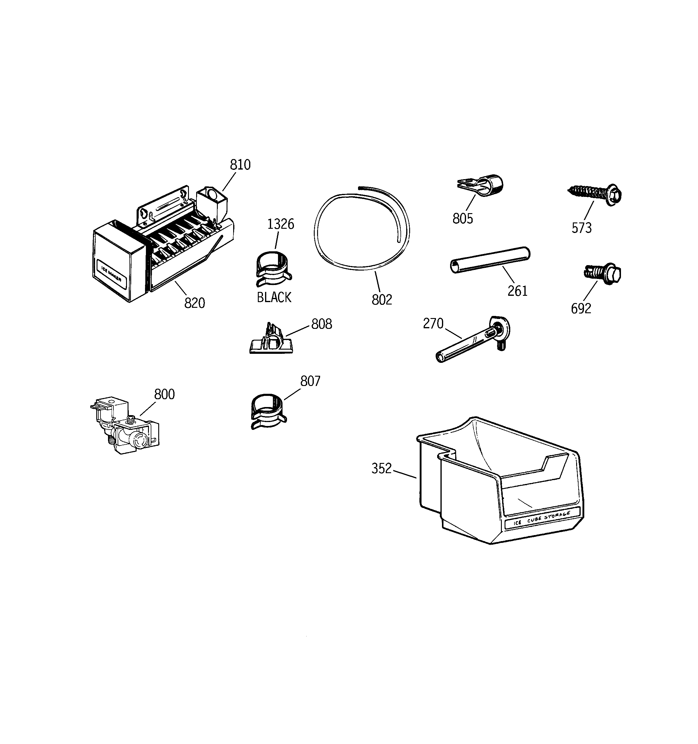 Hotpoint HTS20GCNBCC ice maker & accessories diagram