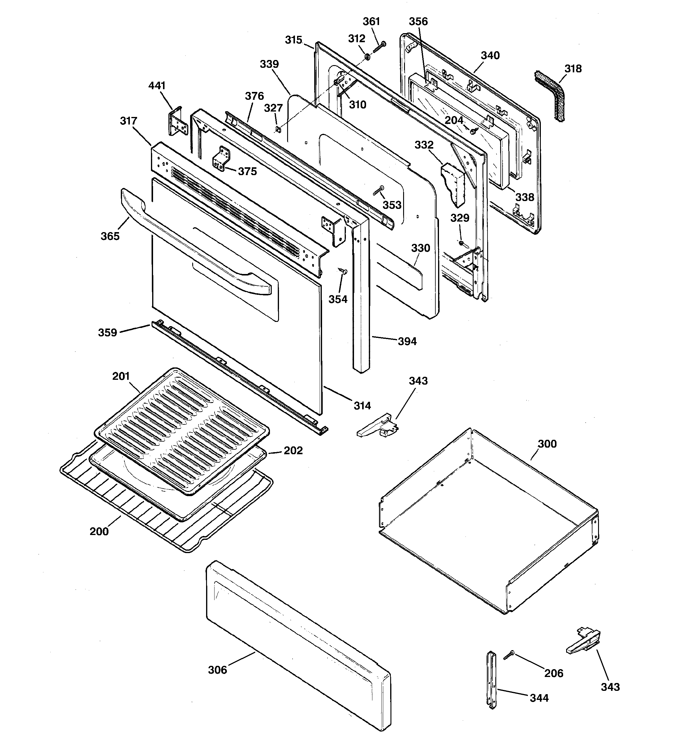 Hotpoint RGB745BEH1WH door & drawer parts diagram