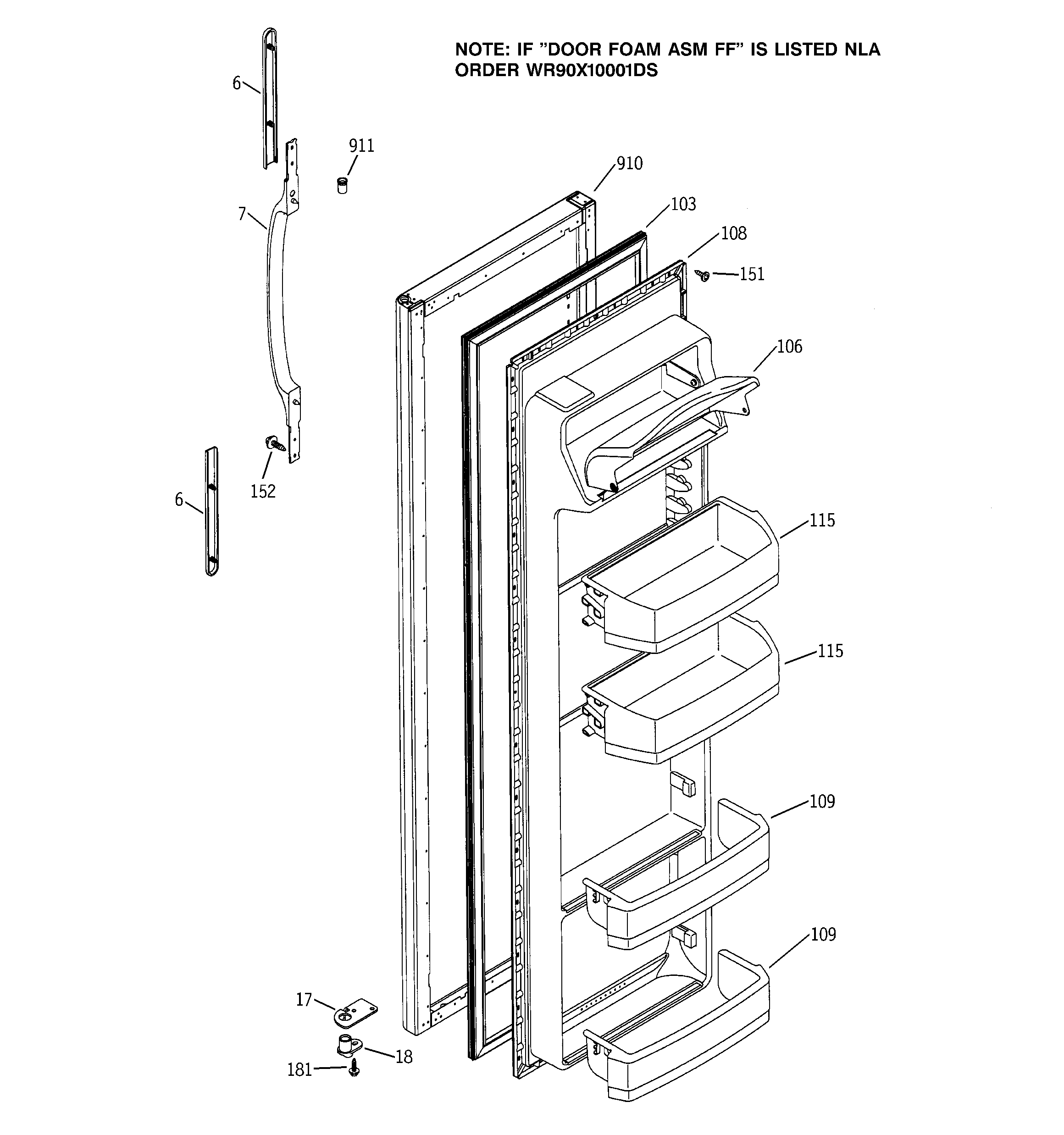 Hotpoint HST22IFMCCC fresh food door diagram