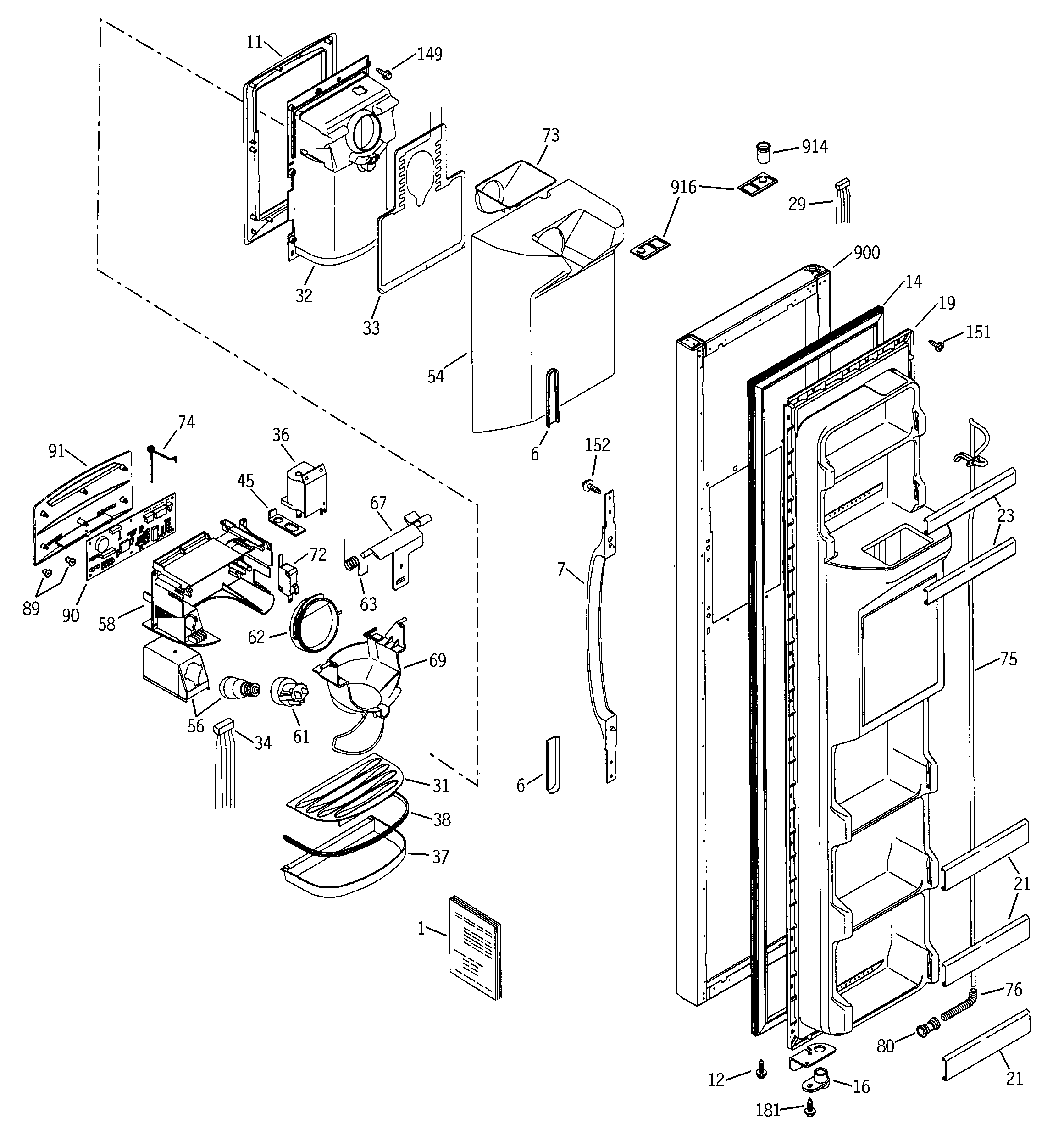 Hotpoint HSS25IFMAWW freezer door diagram