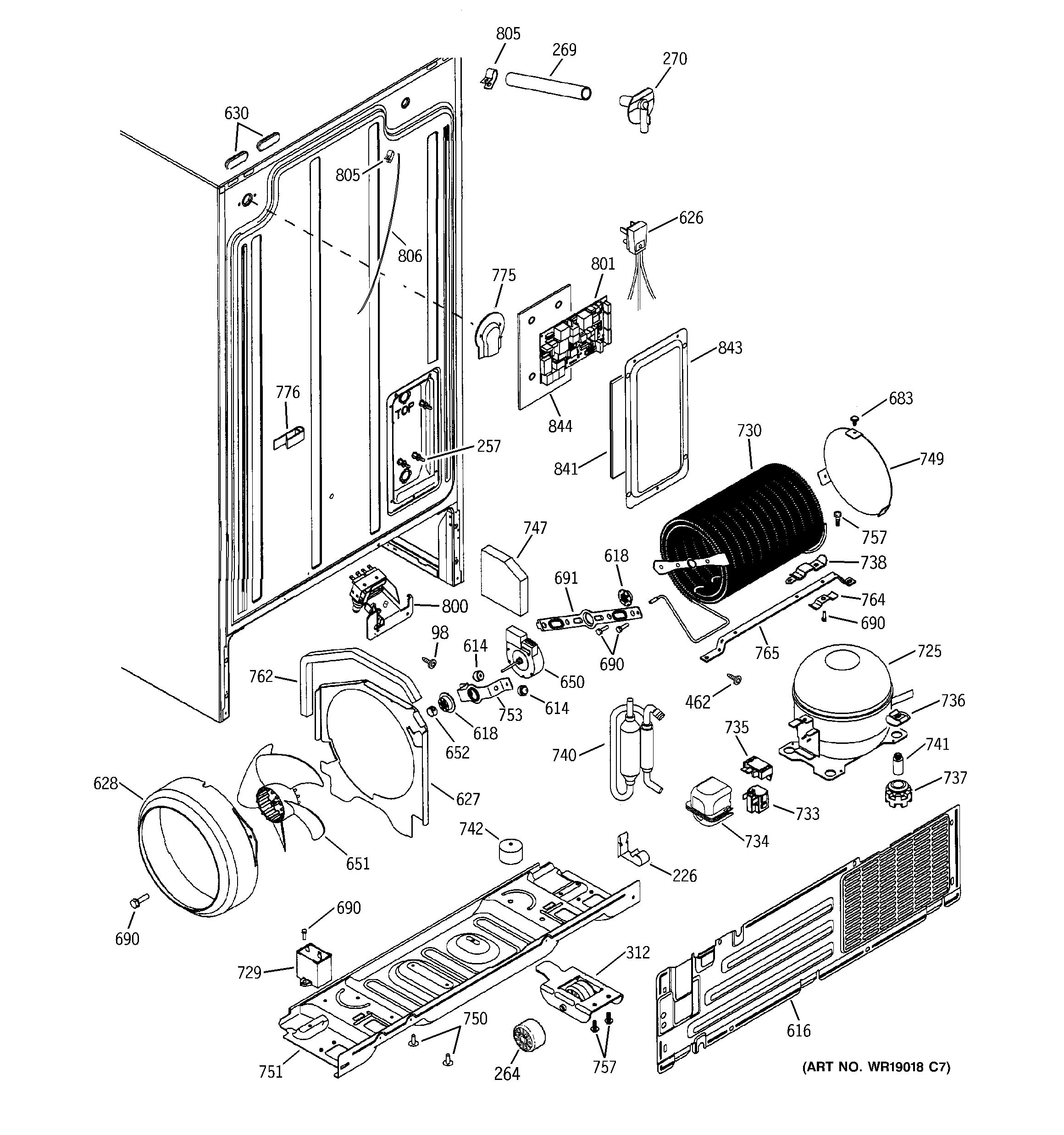 Hotpoint HSS25IFMCCC sealed system & mother board diagram