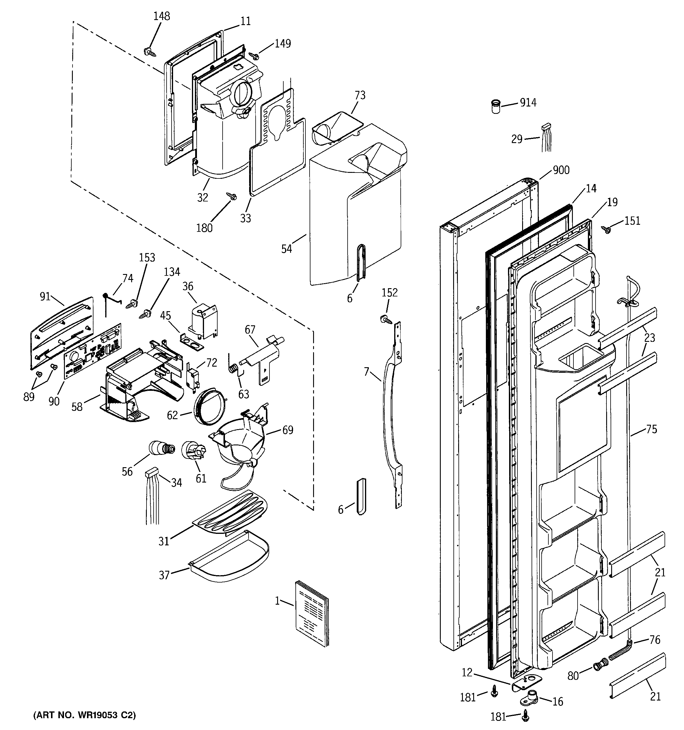 Hotpoint HSS25IFMCCC freezer door diagram