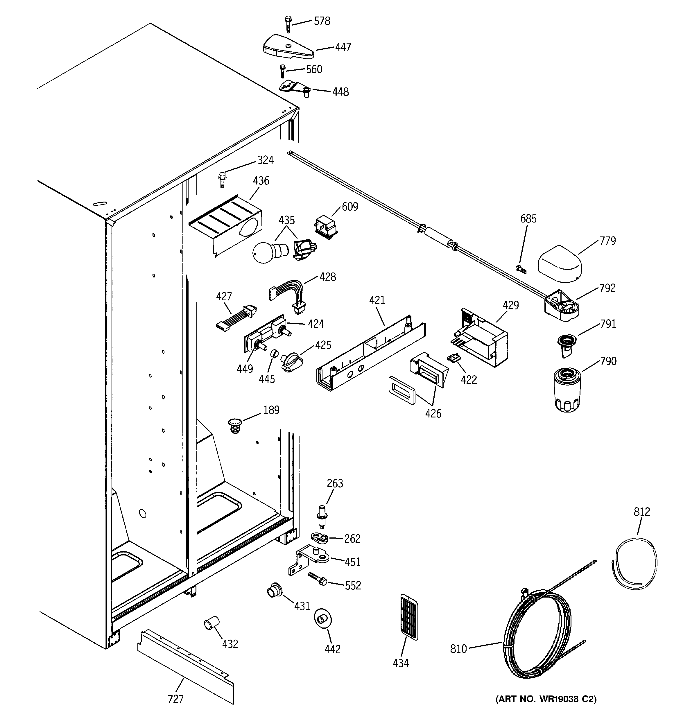 Hotpoint HSS25IFMCCC fresh food section diagram