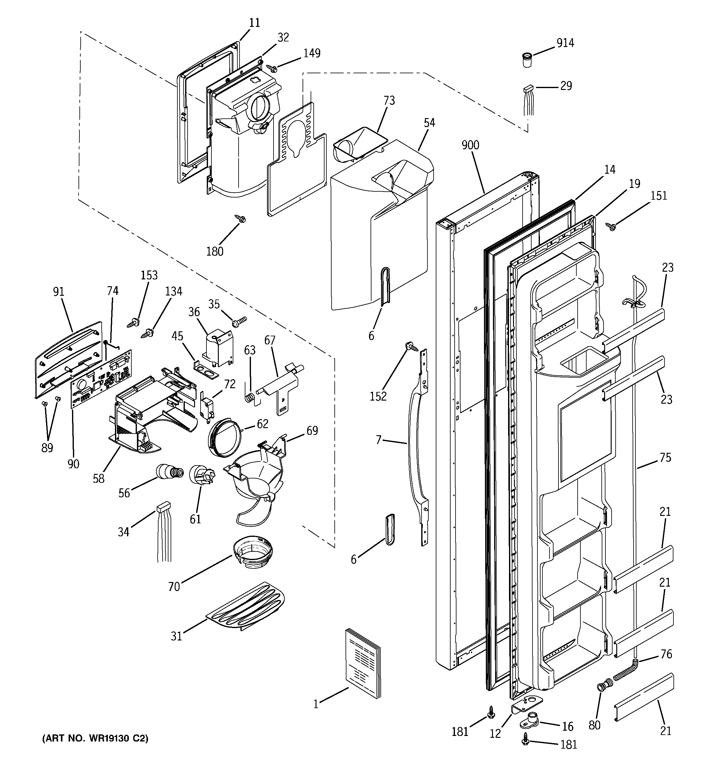 Hotpoint HSS25IFMDCC freezer door diagram