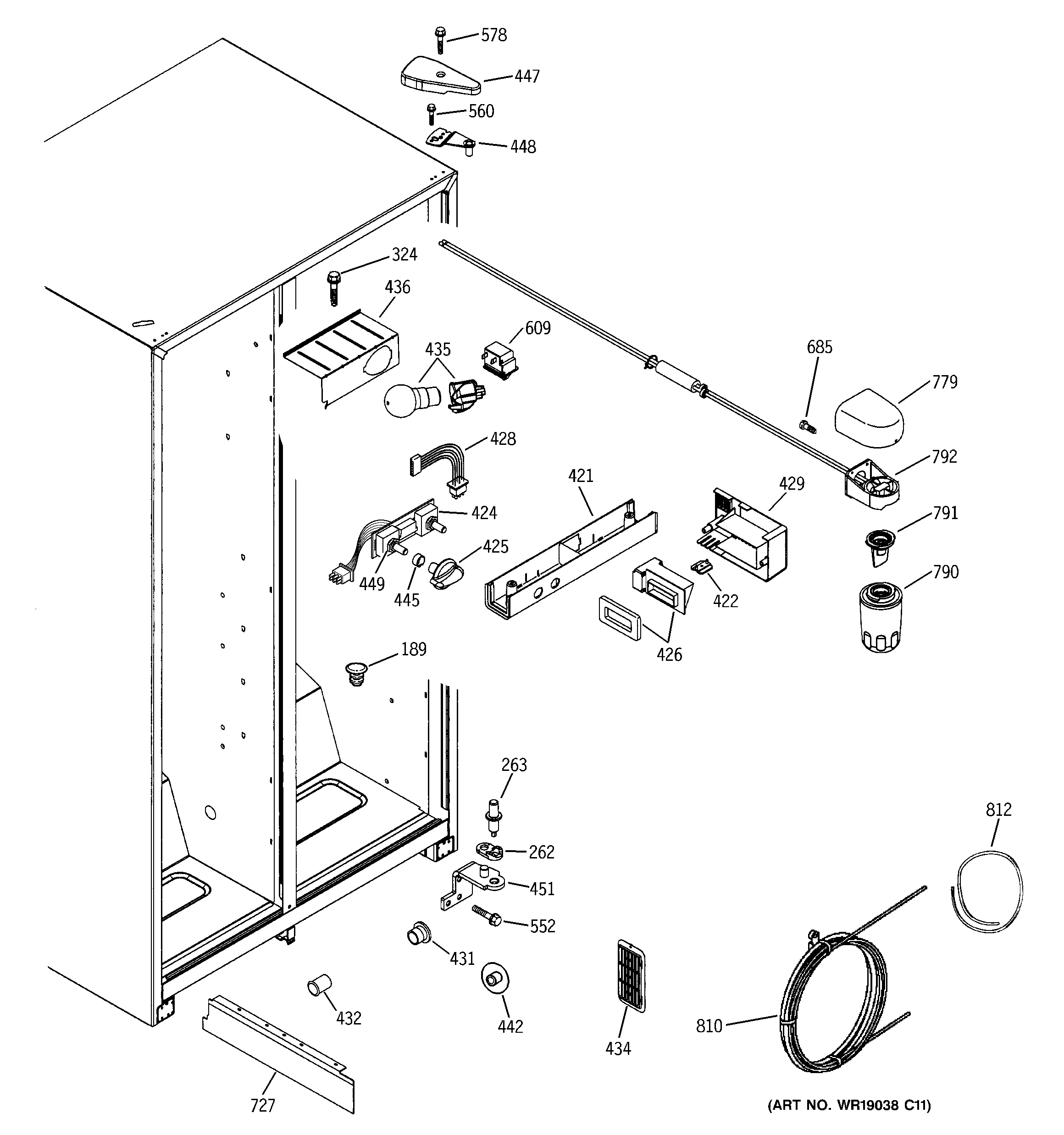 Hotpoint HSS25IFMDCC fresh food section diagram