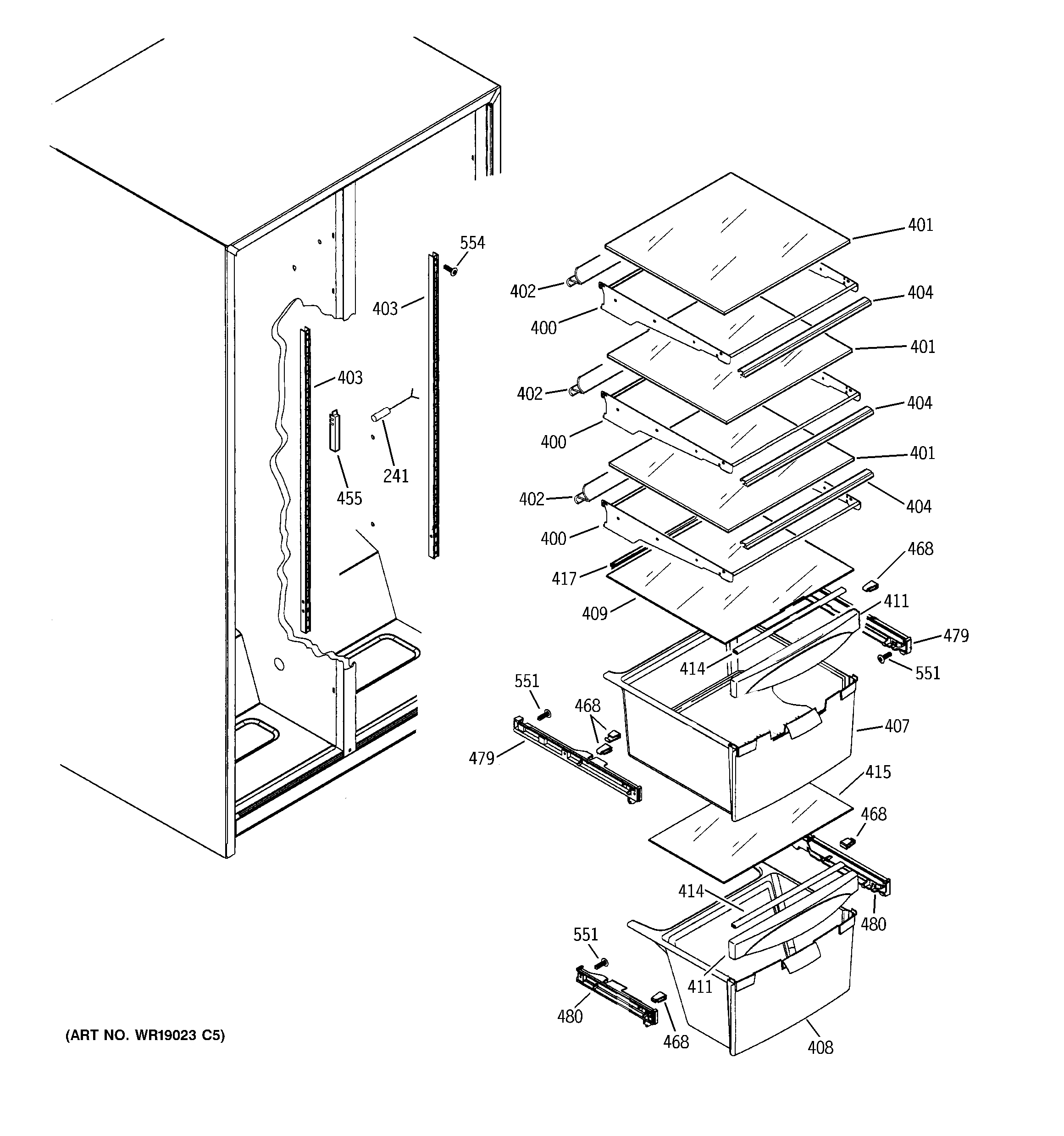 Hotpoint HST25IFMCWW fresh food shelves diagram