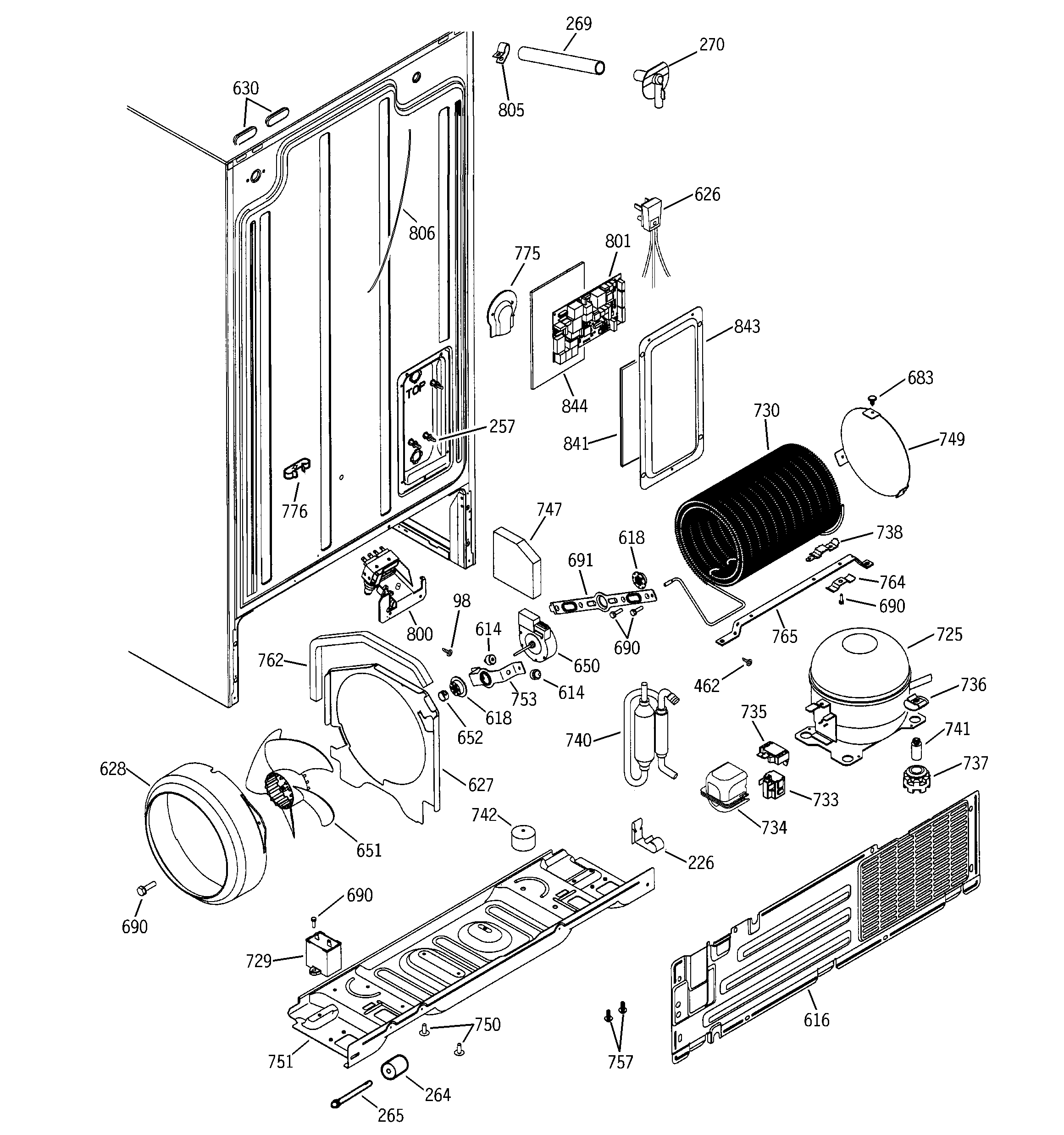 Hotpoint HSS22IFMCCC sealed system & mother board diagram
