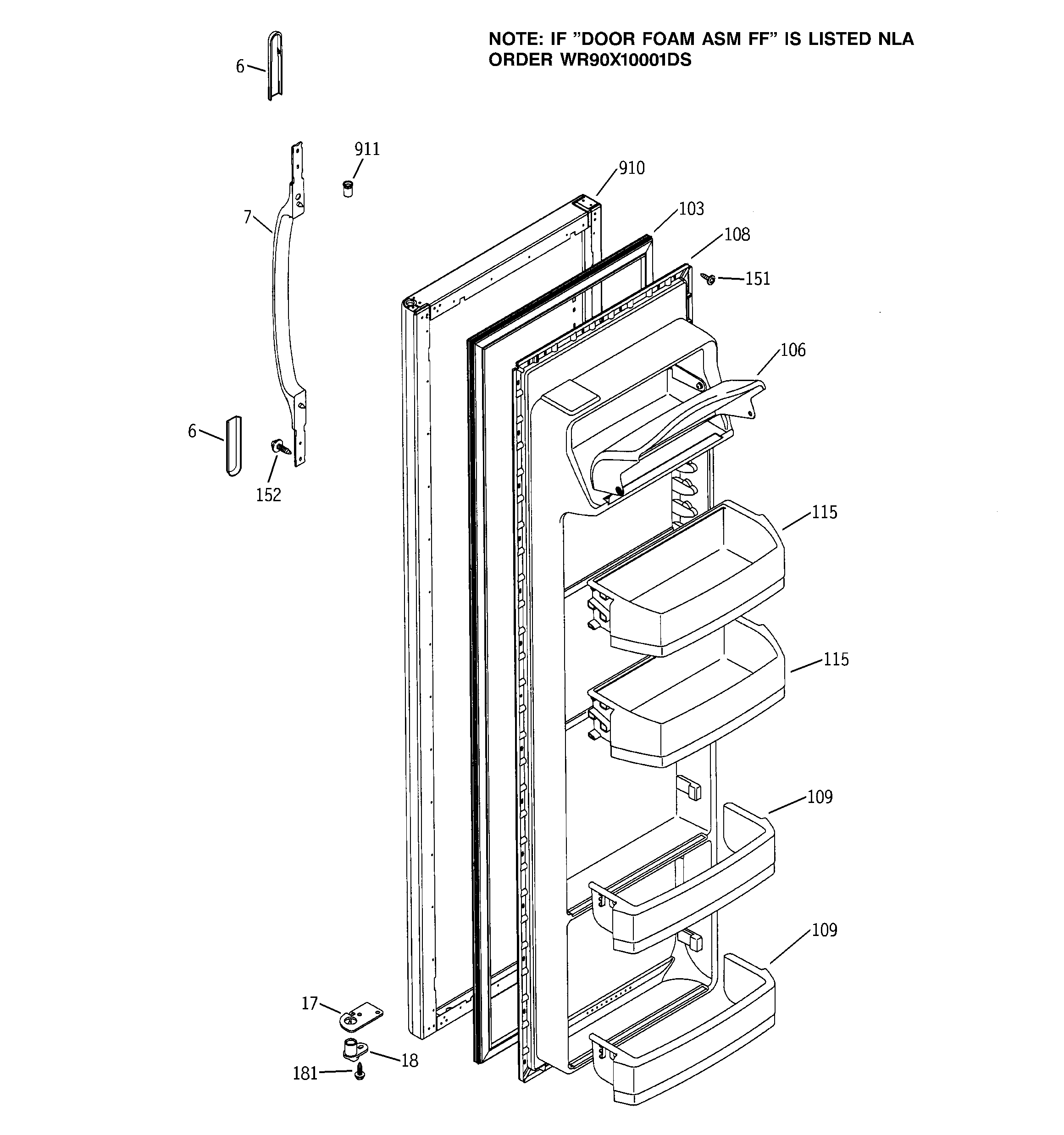 Hotpoint HSS22IFMCCC fresh food door diagram