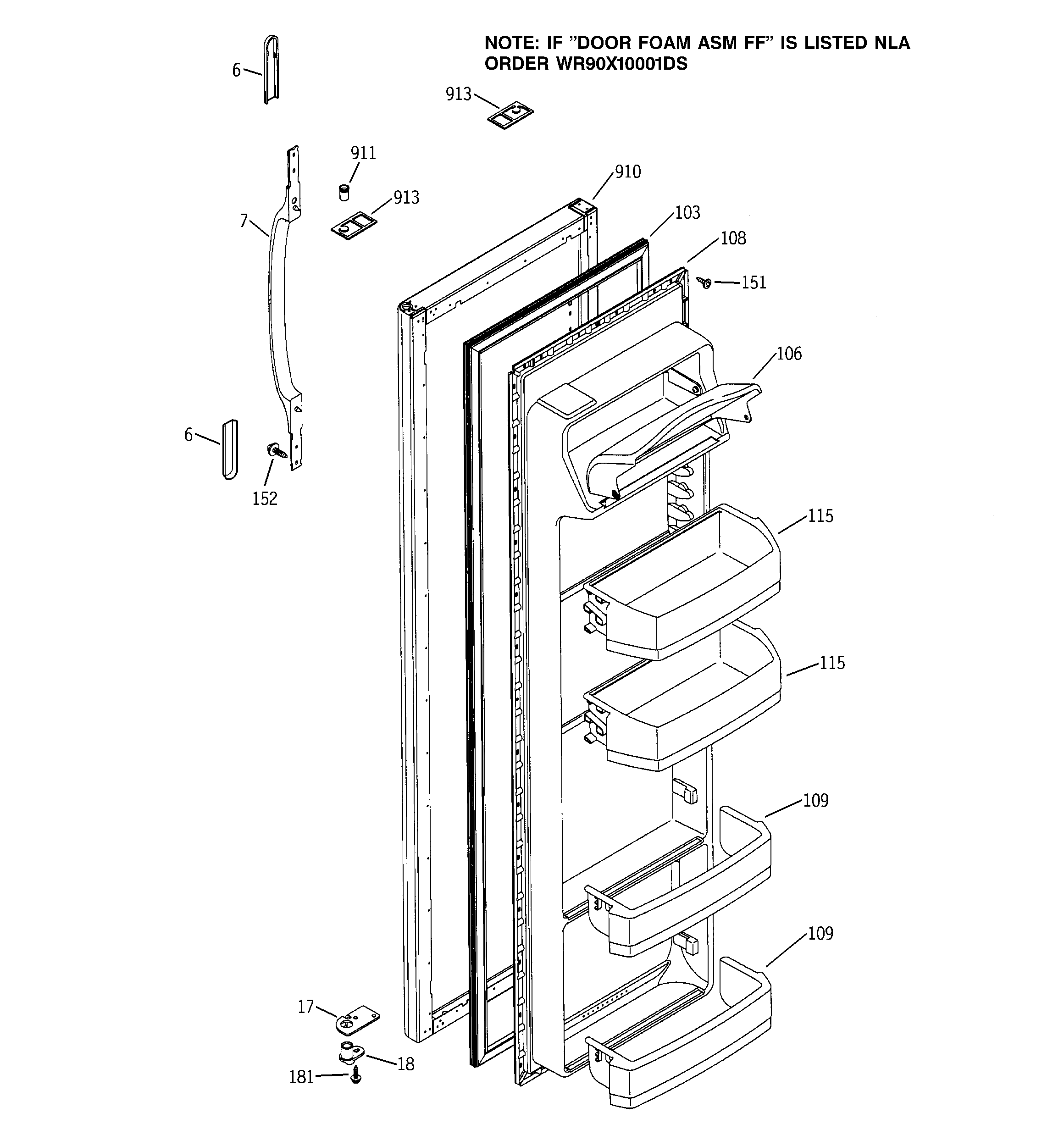Hotpoint HSS22IFMAWW fresh food door diagram