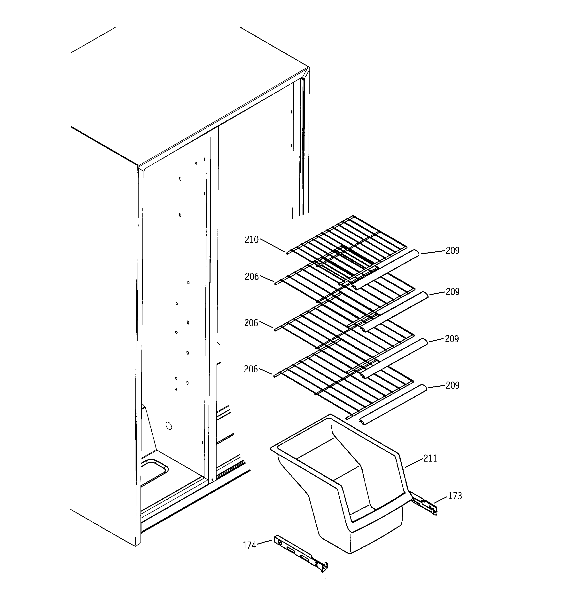Hotpoint HSS22IFMAWW freezer shelves diagram