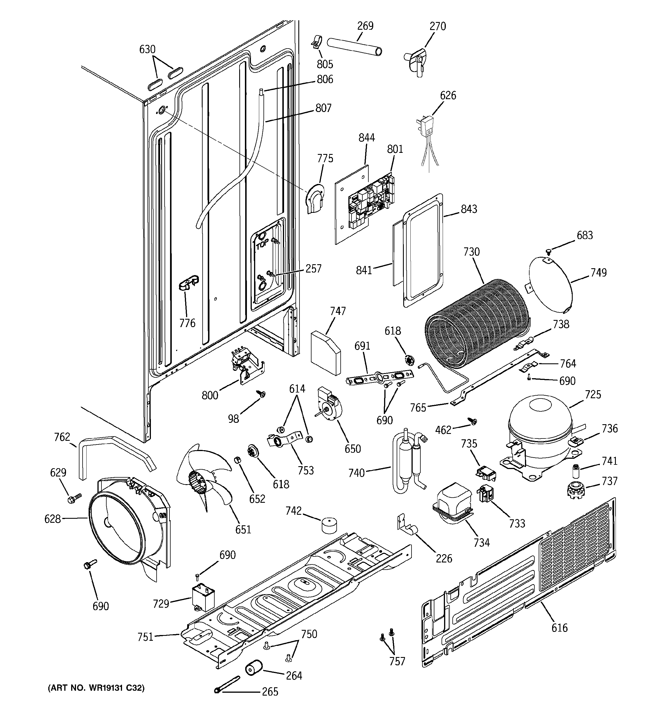 Hotpoint HSS22IFMDWW sealed system & mother board diagram