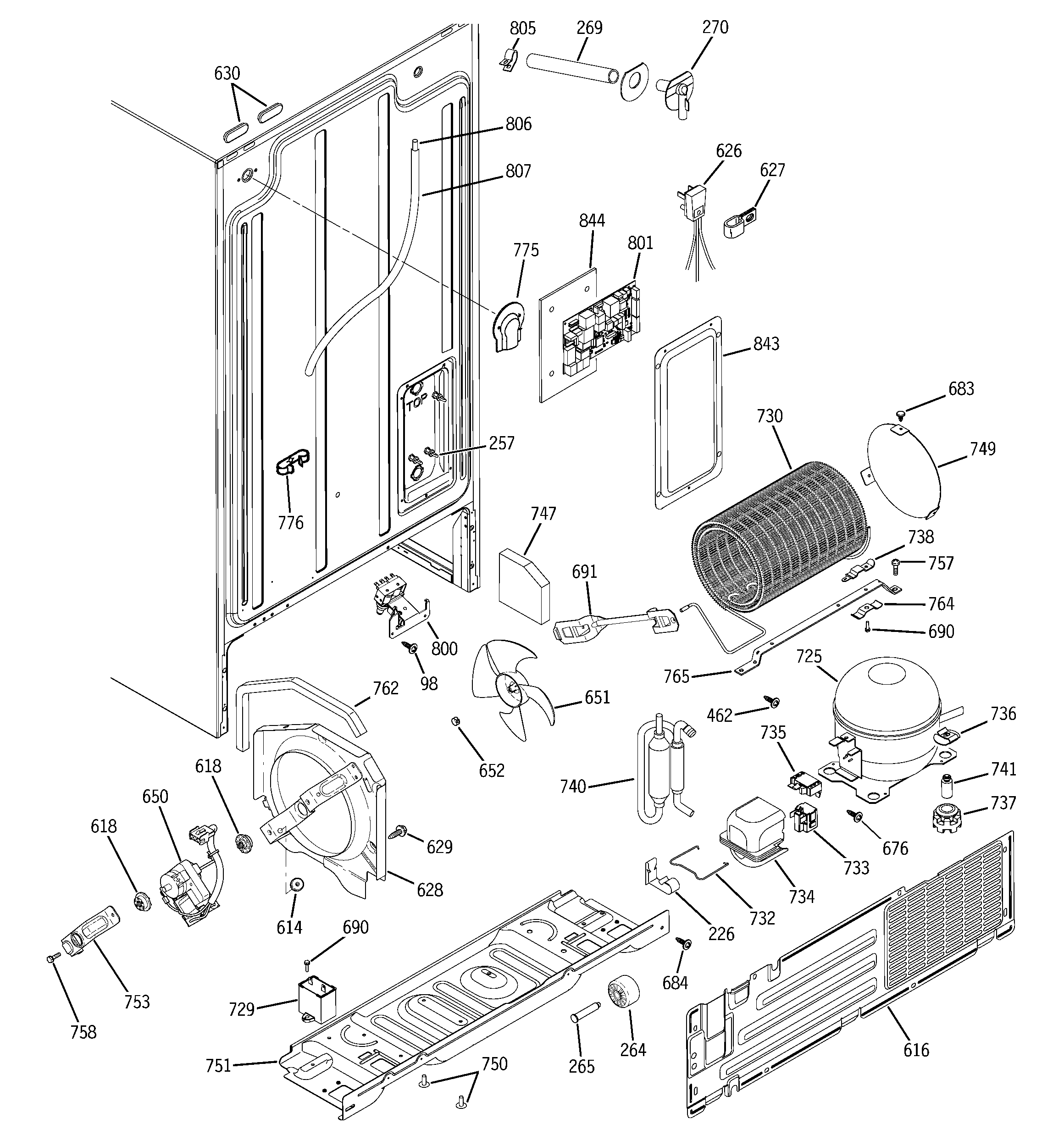 Hotpoint HSS25GFPCWW sealed system & mother board diagram