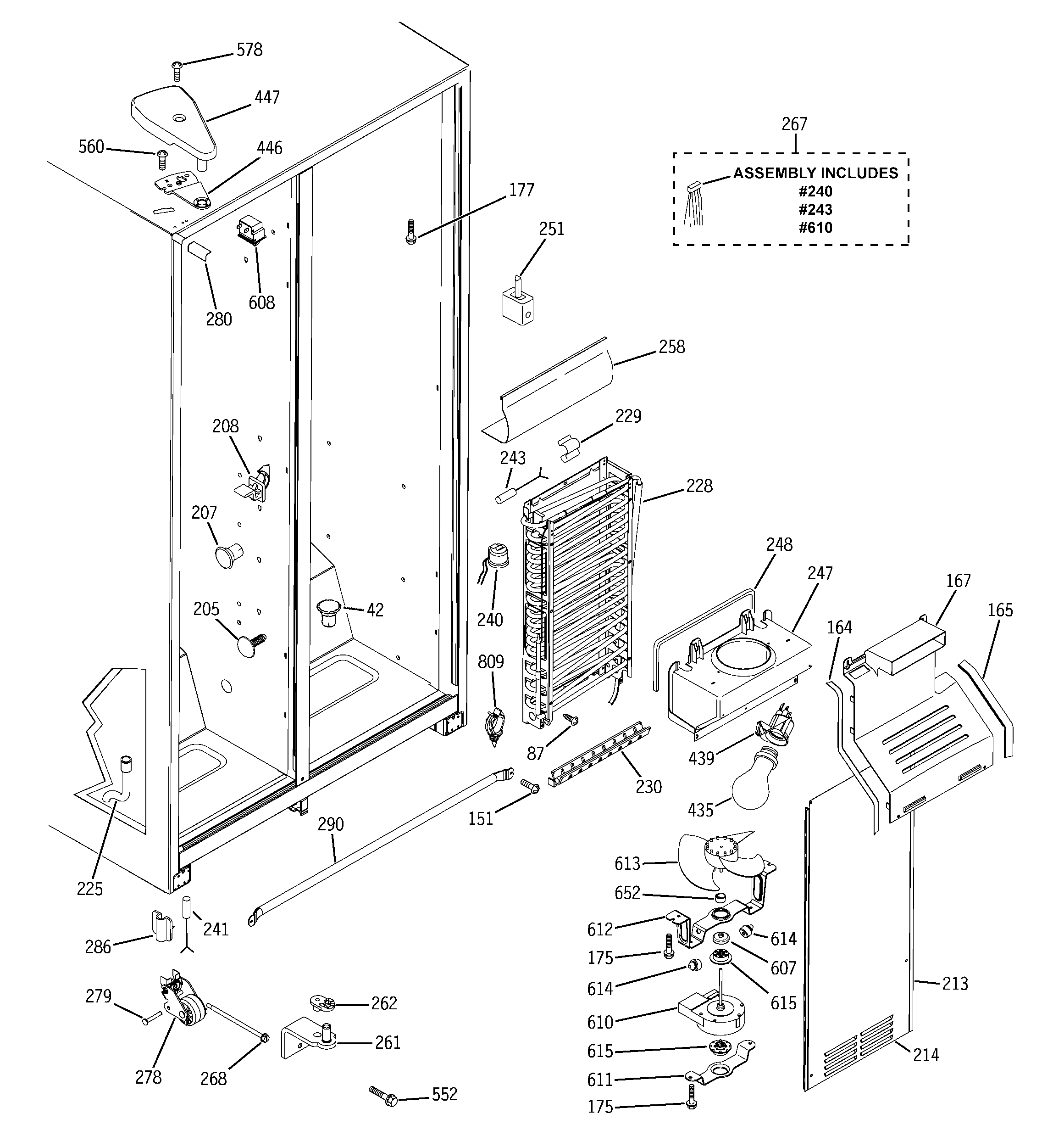 Hotpoint HSS25GFPEWW freezer section diagram